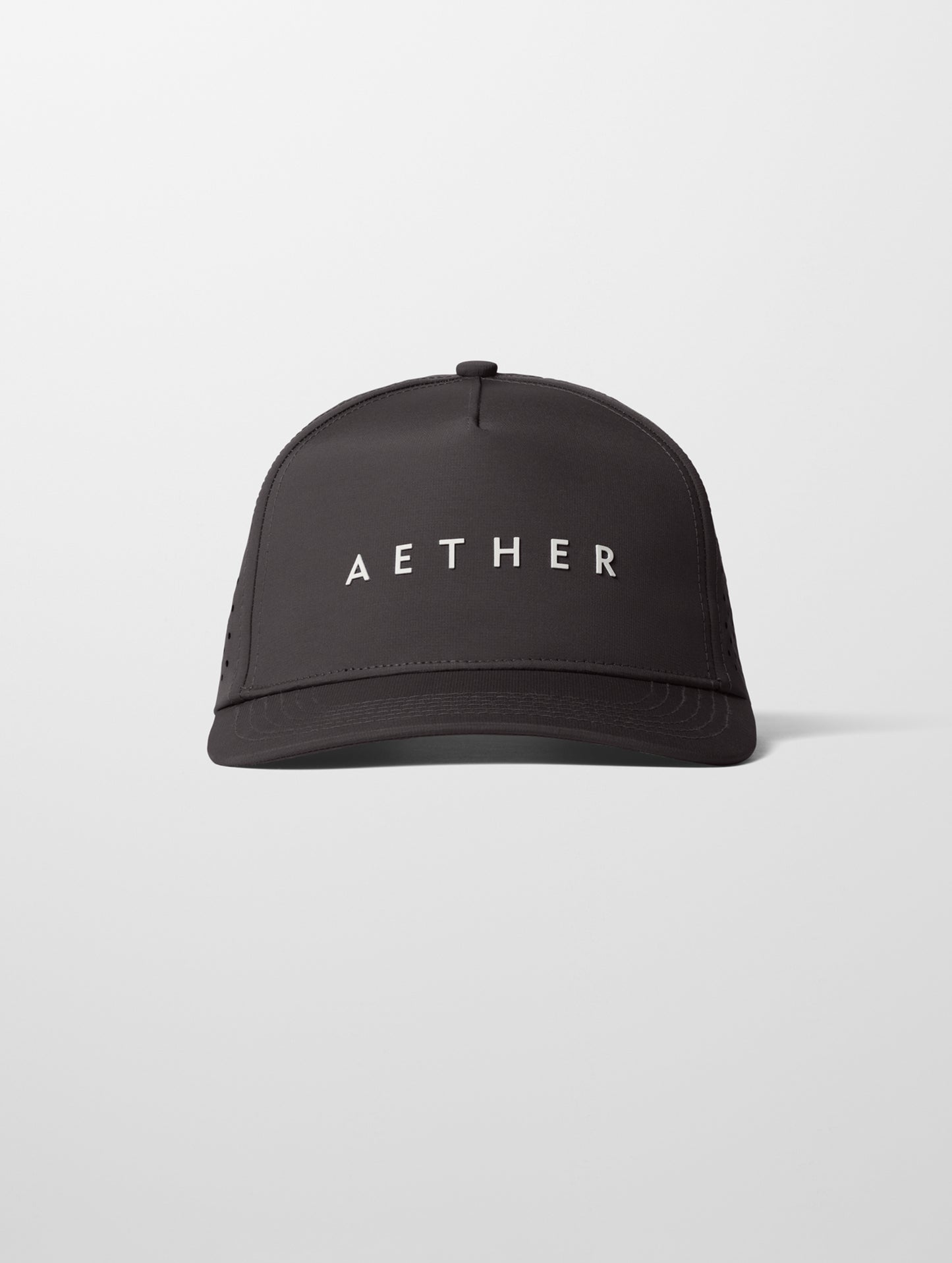 Front view of Adventure Mesh Hat in Onyx Black from AETHER Apparel.