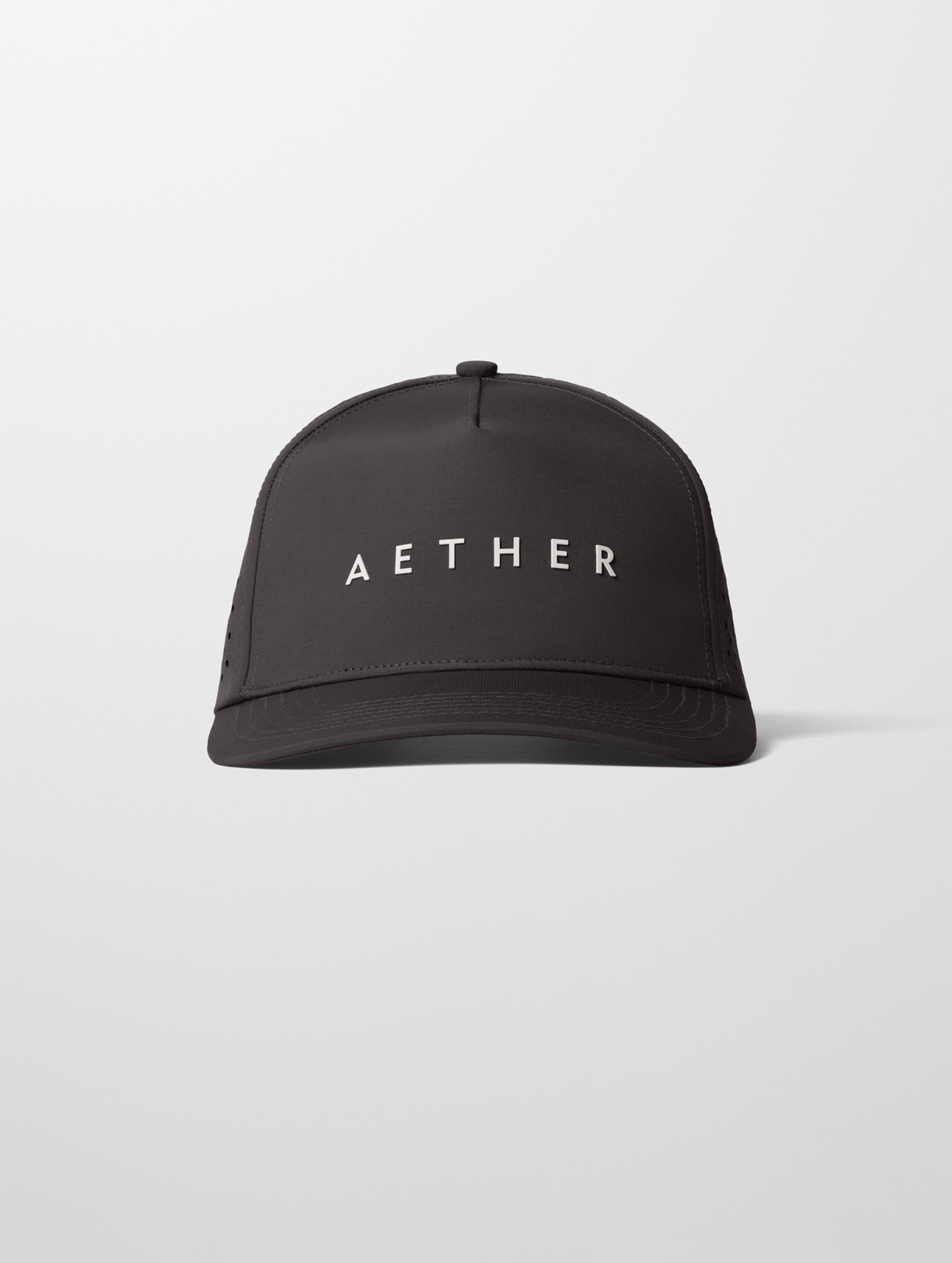 Front view of Adventure Mesh Hat in Onyx Black from AETHER Apparel.