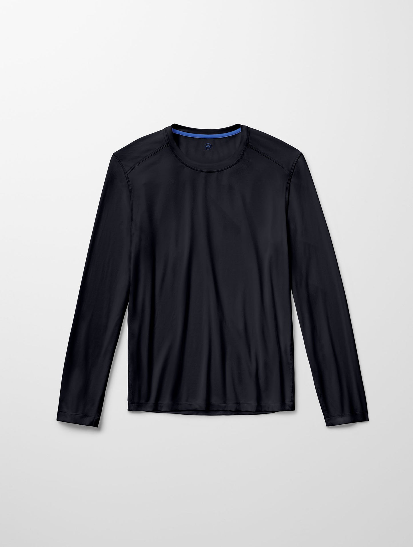 Flat lay image of Adventure Performance Long-Sleeve Tee in Onyx Black from AETHER Apparel.