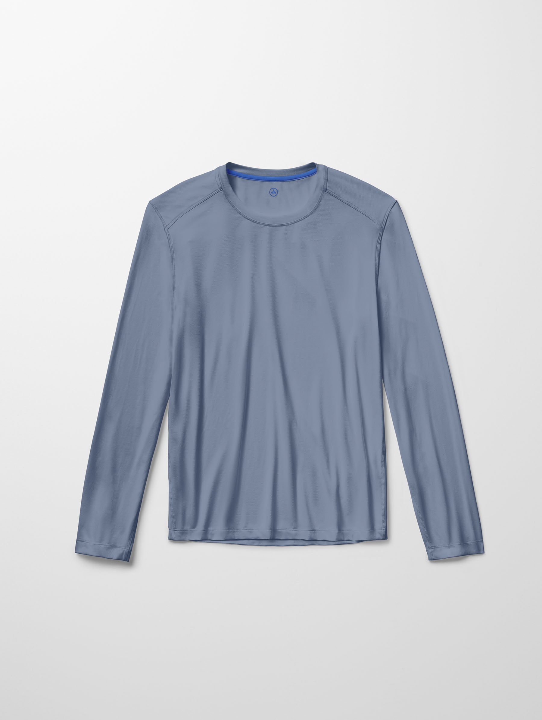 Flat lay image of Adventure Performance Long-Sleeve Tee in Portal Blue from AETHER Apparel.