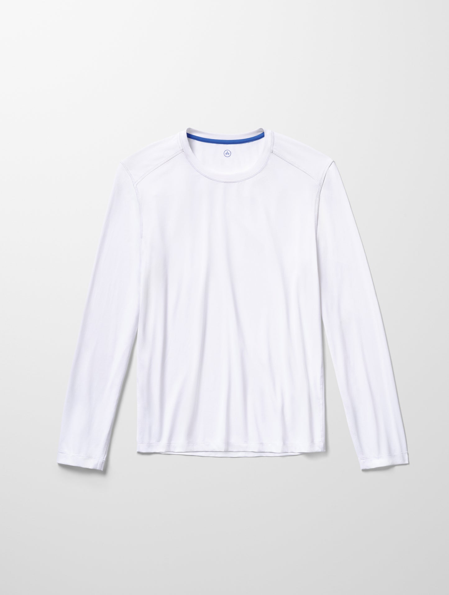 Flat lay image of Adventure Performance Long-Sleeve Tee in White from AETHER Apparel.