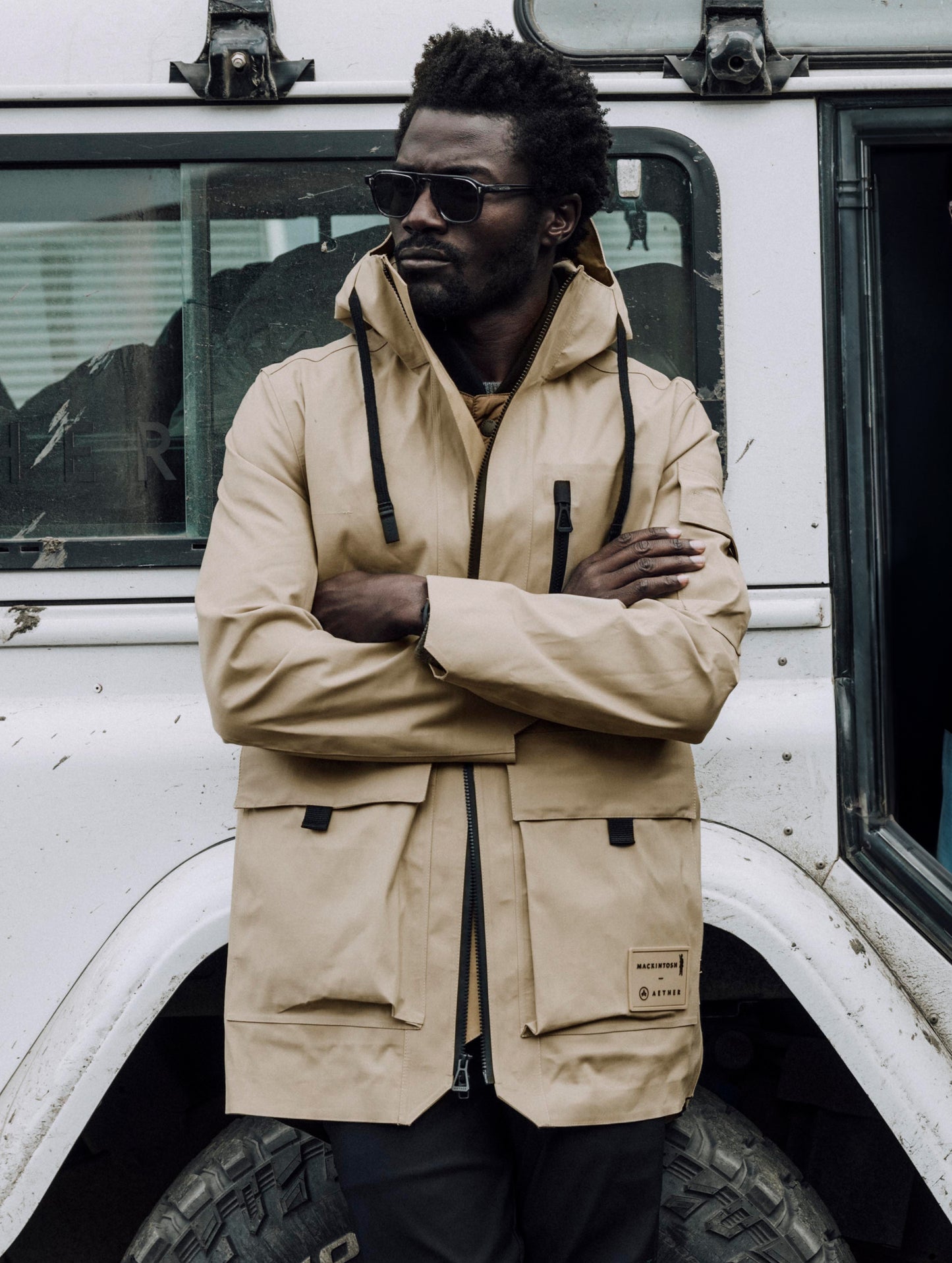 Man wearing beige parka from AETHER Apparel