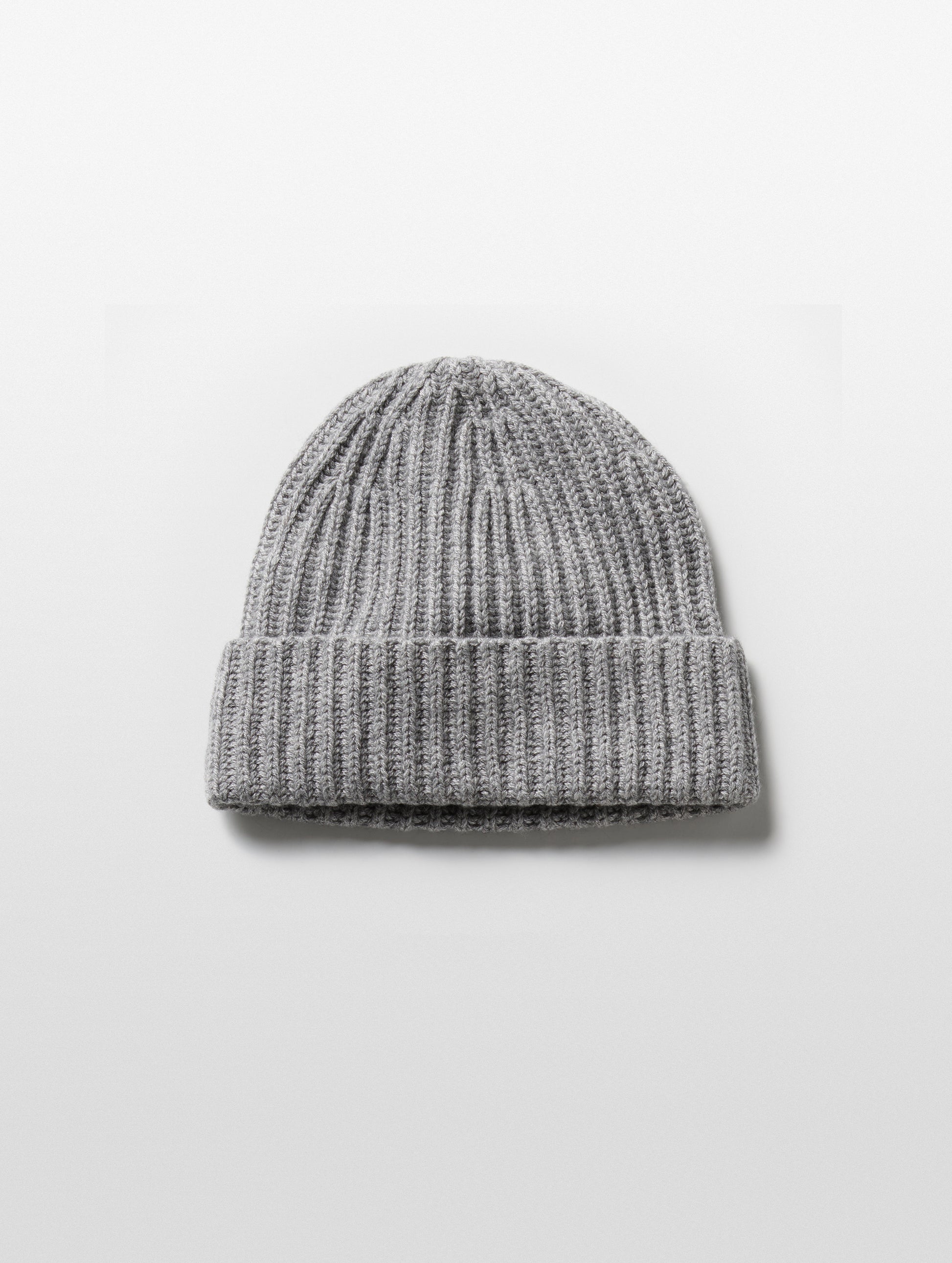 Flay lay view of Cashmere Hat in Heather Grey from AETHER Apparel.