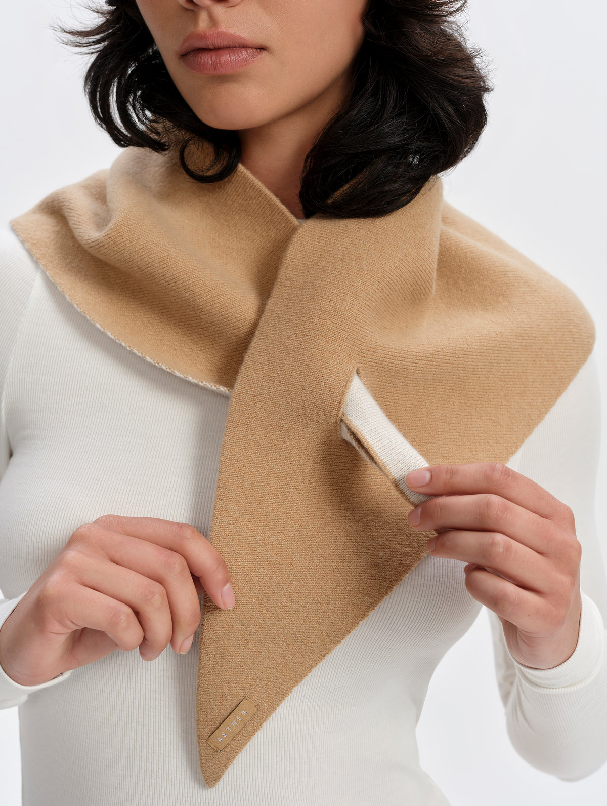 Karina Triangle Cashmere Scarf - Latte Brown