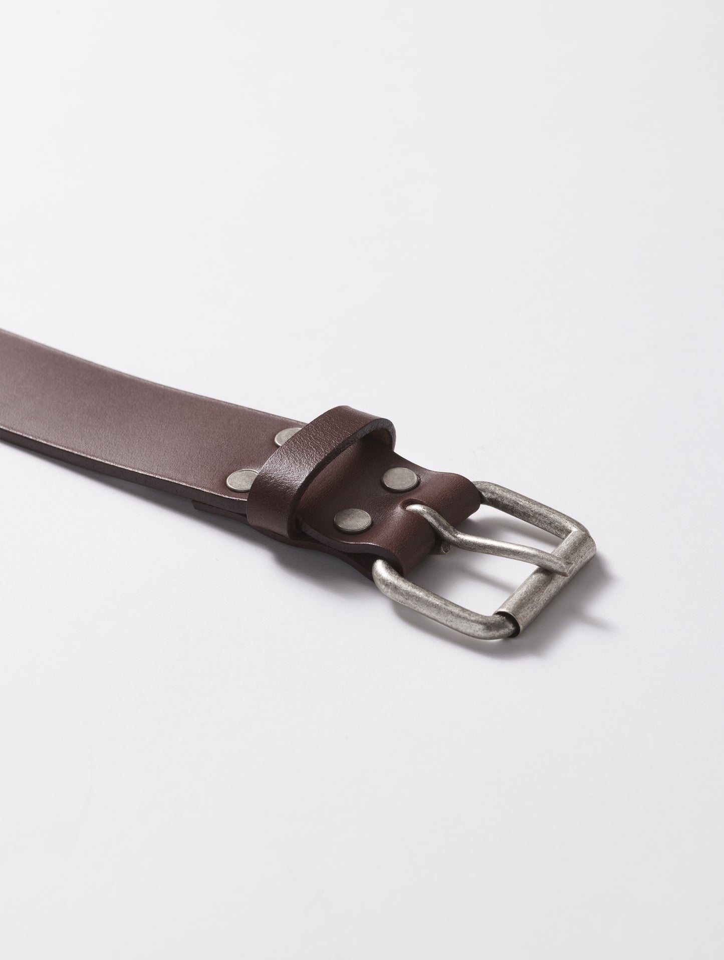 Buckle of brown Canyon Leather Belt from AETHER Apparel