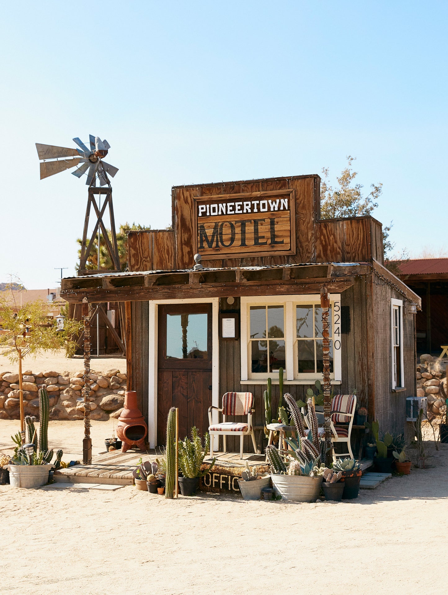 Front view of Pioneertown Motel in California.