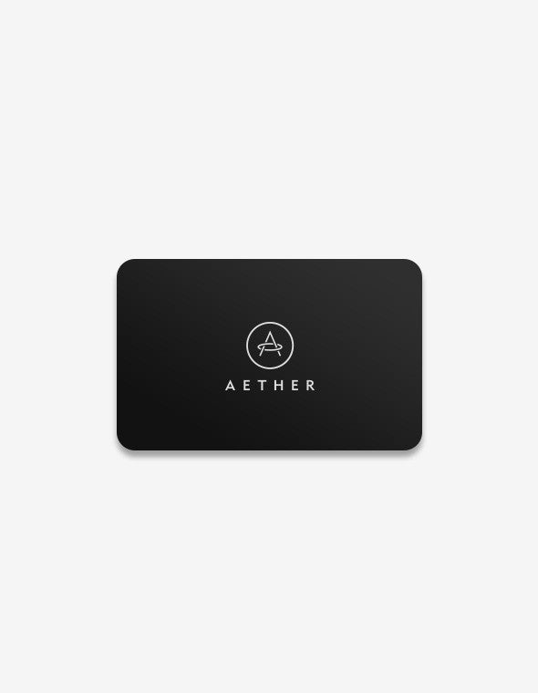 Black AETHER Apparel gift card.