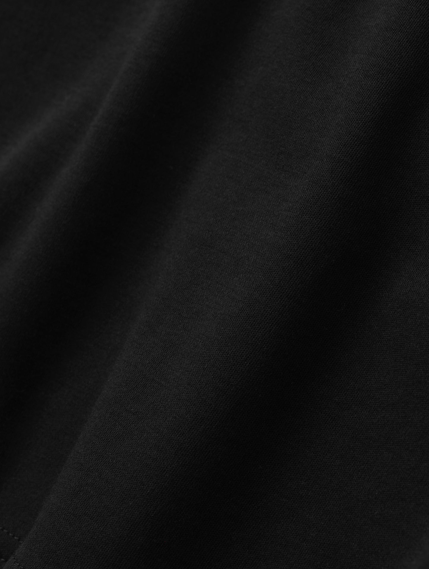 Closeup detailed view of the fabric of the Harlow Premium Long-Sleeve Tee in Onyx Black from AETHER Apparel.