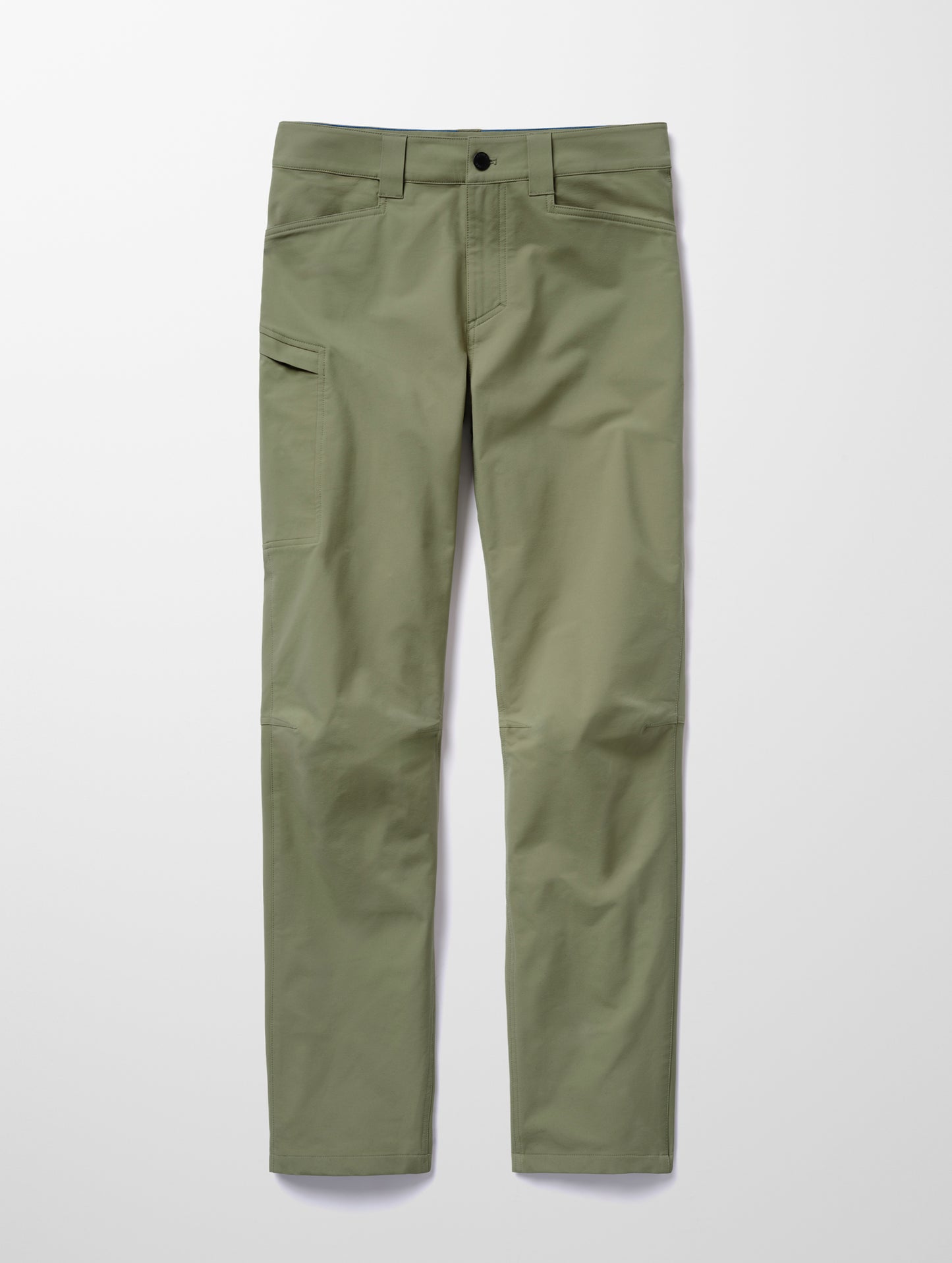 Flay lay image of men’s Adventure Pant in Fern Green from AETHER Apparel.