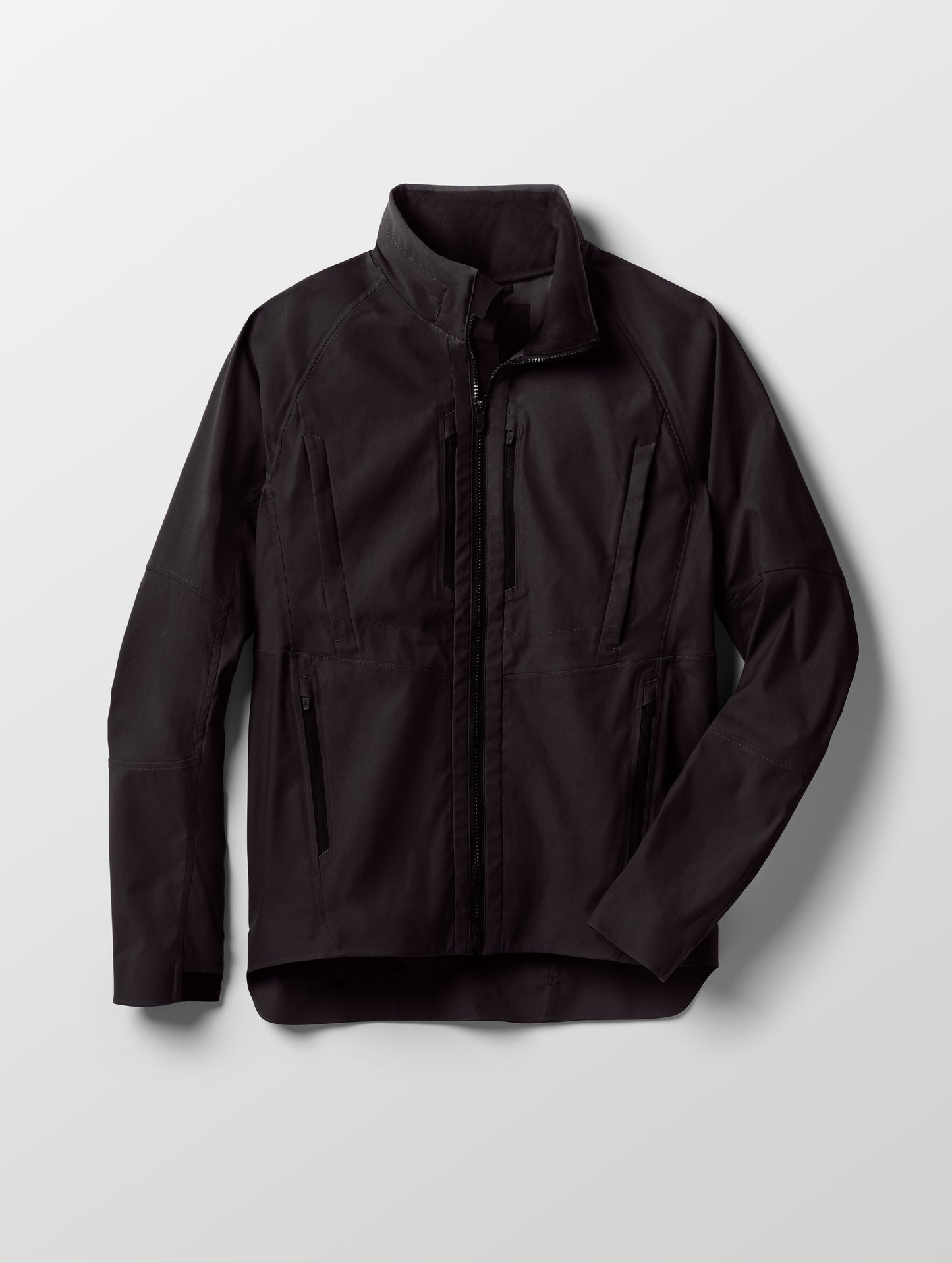 Flat lay of Perth Vented Jacket in Onyx Black from AETHER Apparel.