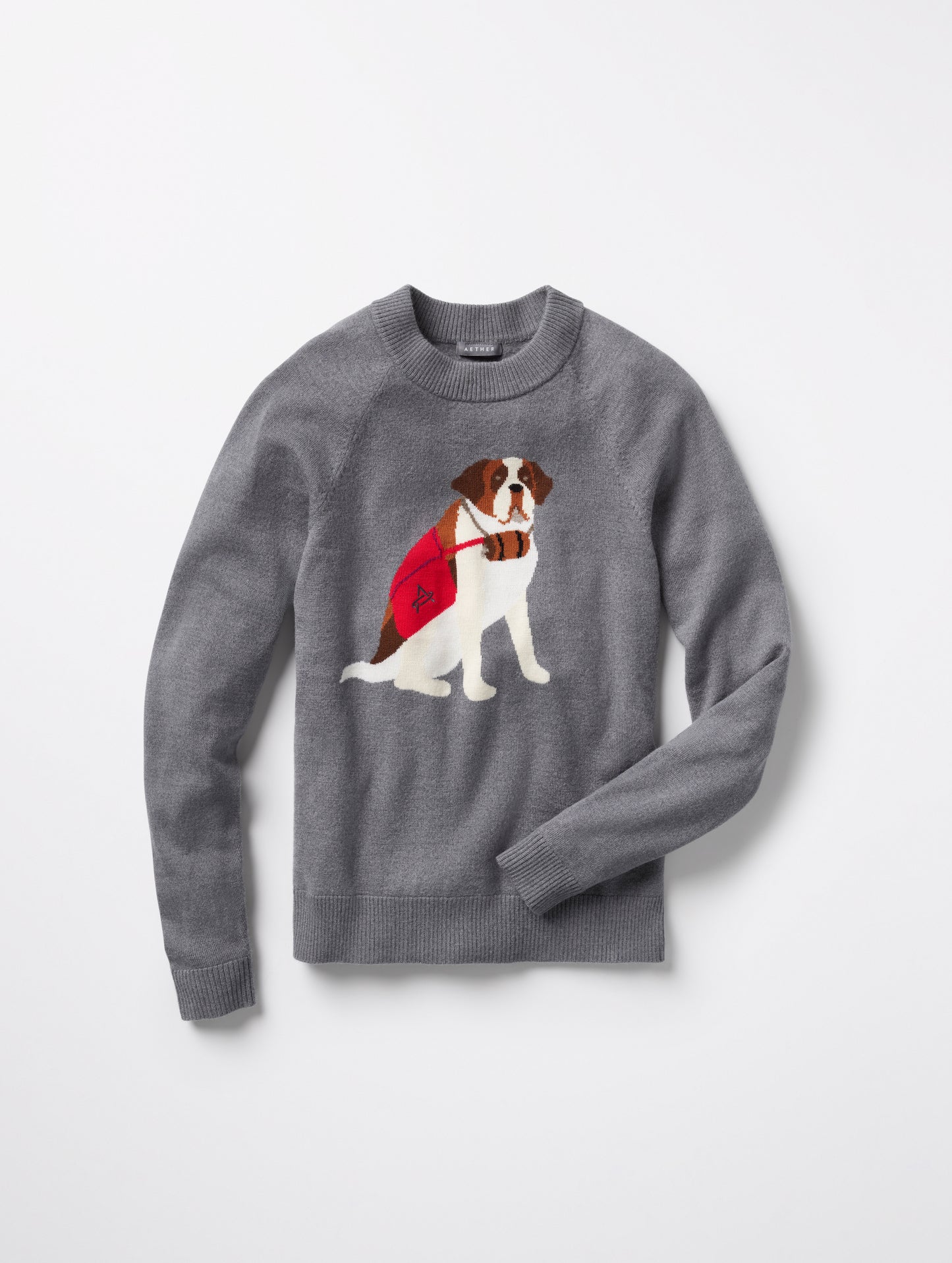 Flat lay of women’s Mosie Sweater in Light Heather Grey from AETHER Apparel.