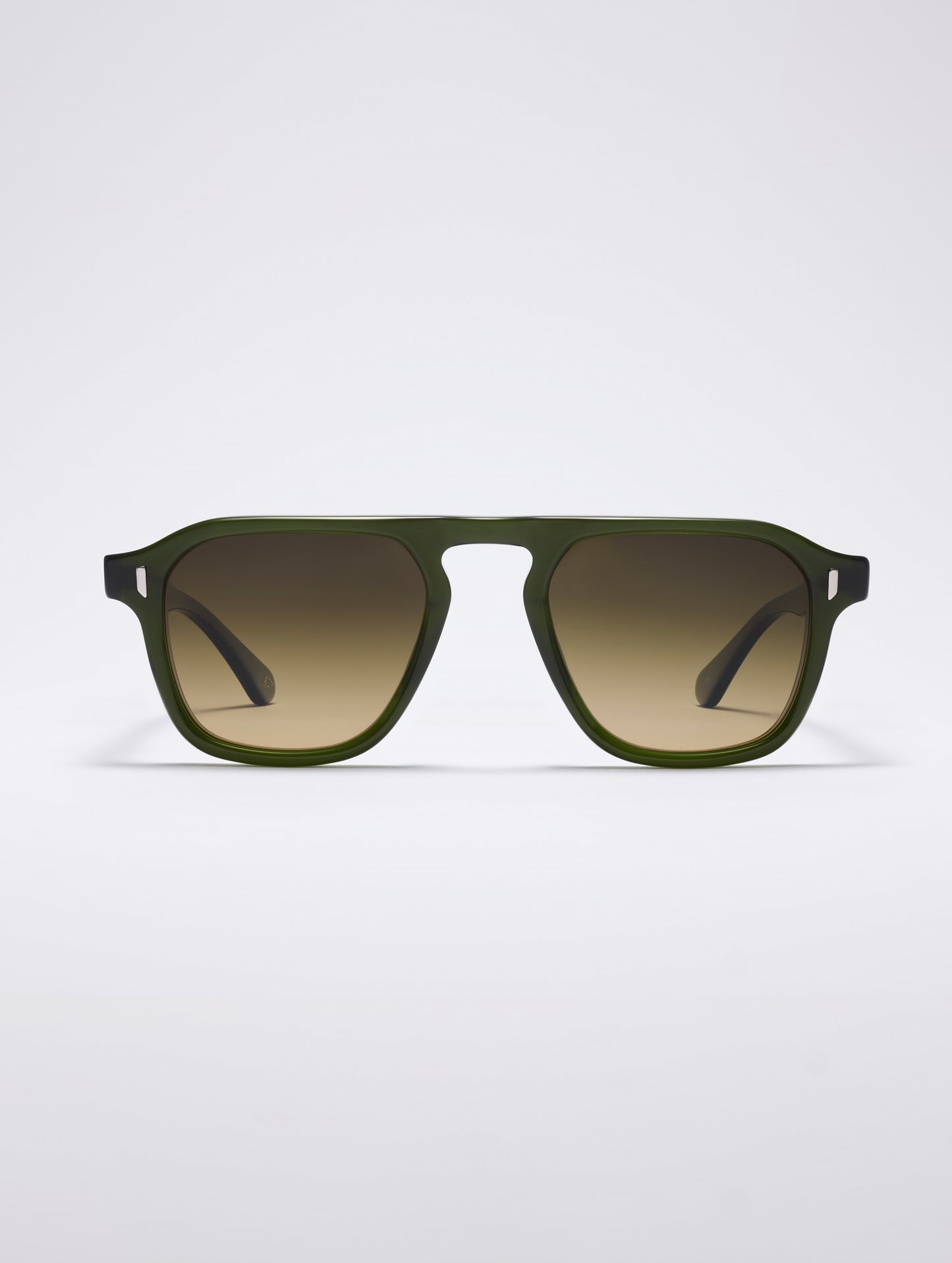 Front view of Sequoia Sunglass in Green Tortoise with Green Gradient Lens from AETHER Apparel.