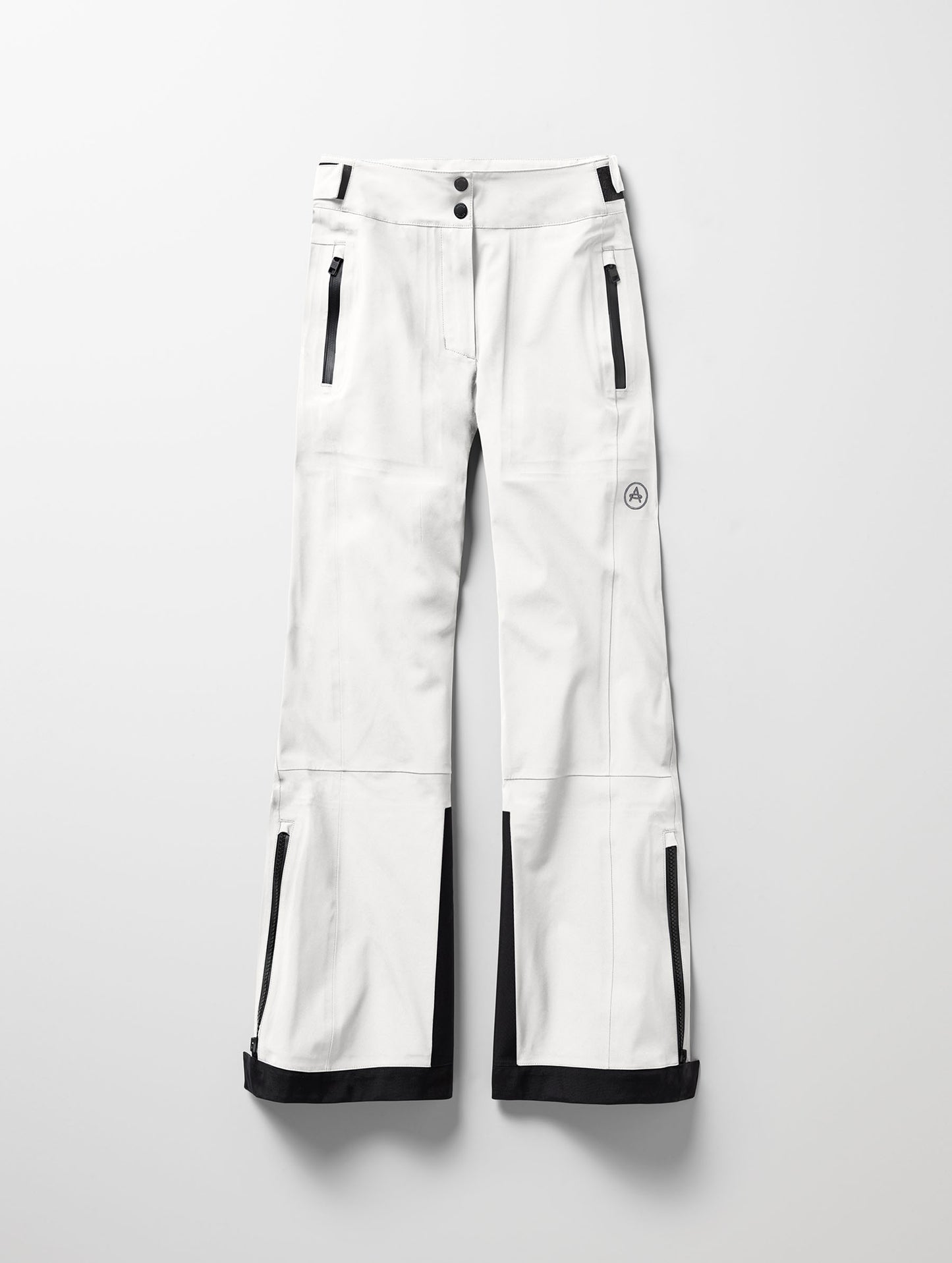 Flat lay of the Boyd Snow Pant in White from AETHER Apparel.
