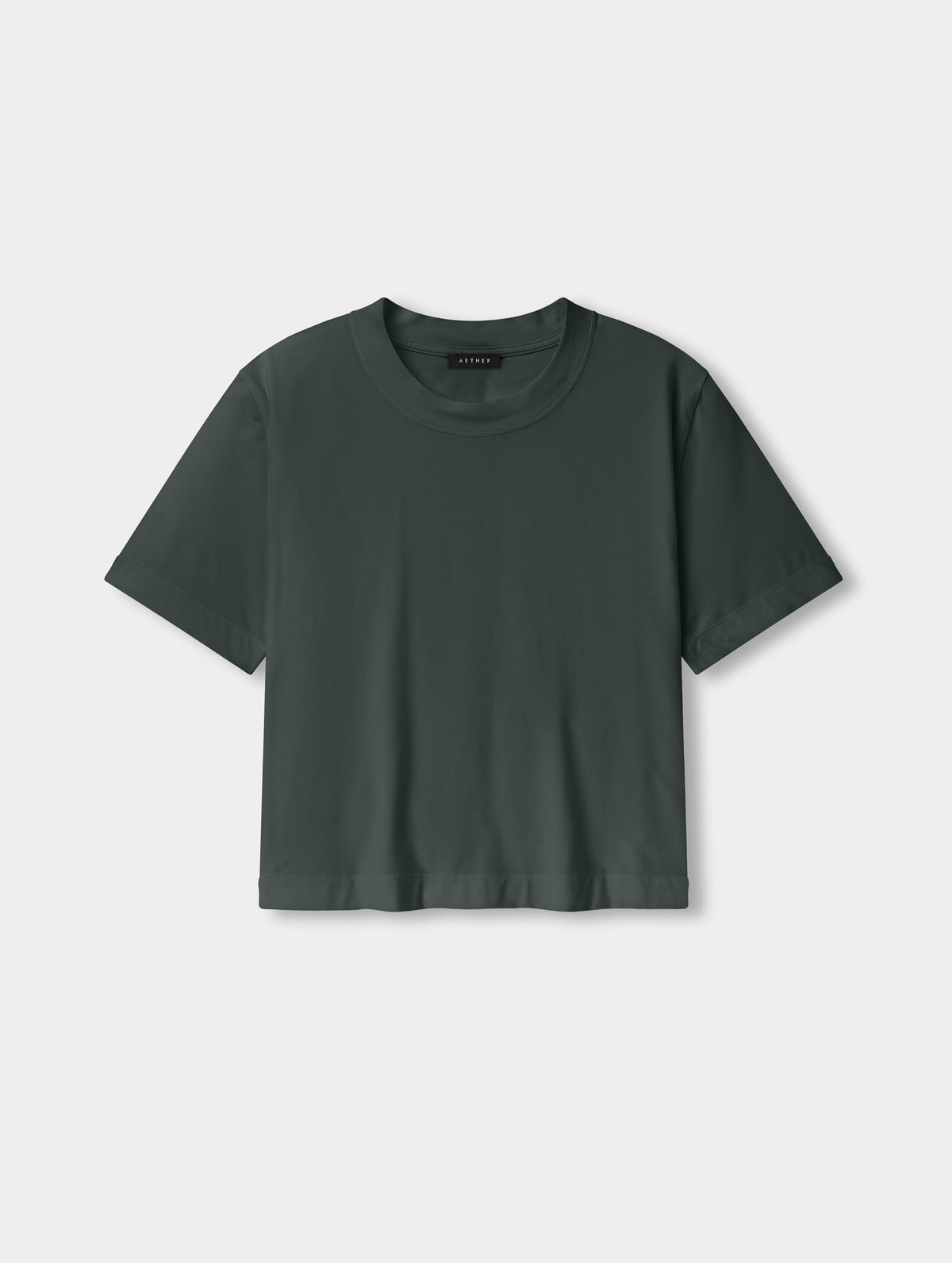 Flat lay view of the Lola Relaxed Tee in Saville Green from AETHER Apparel.