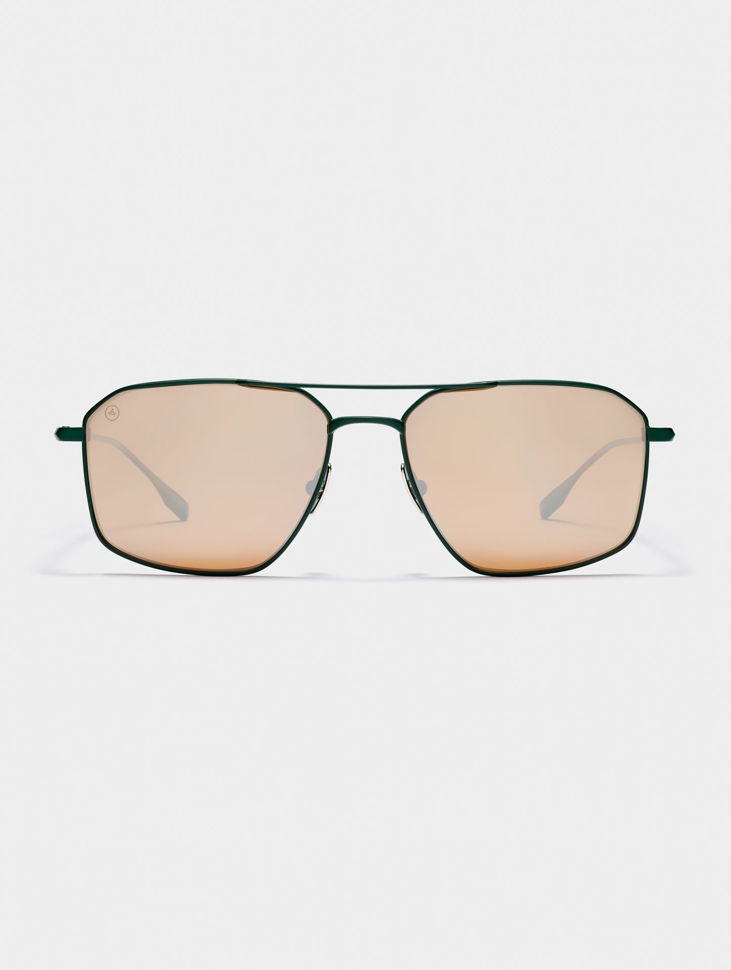 Front view of Arches Sunglass in Green with Brown Lens from AETHER Apparel.
