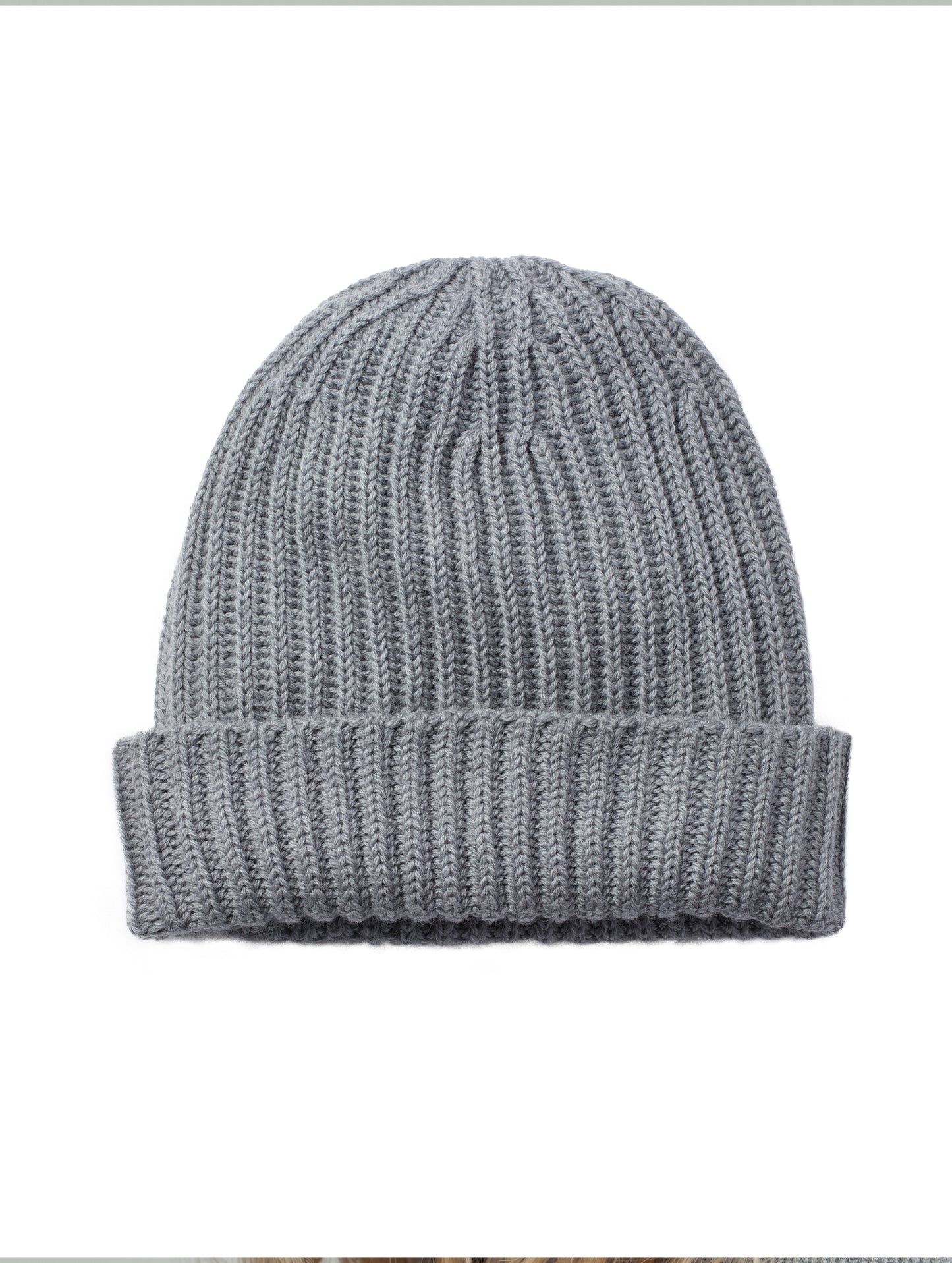 Atlas Hat, a 100% merino wool grey beanie from AETHER Apparel.