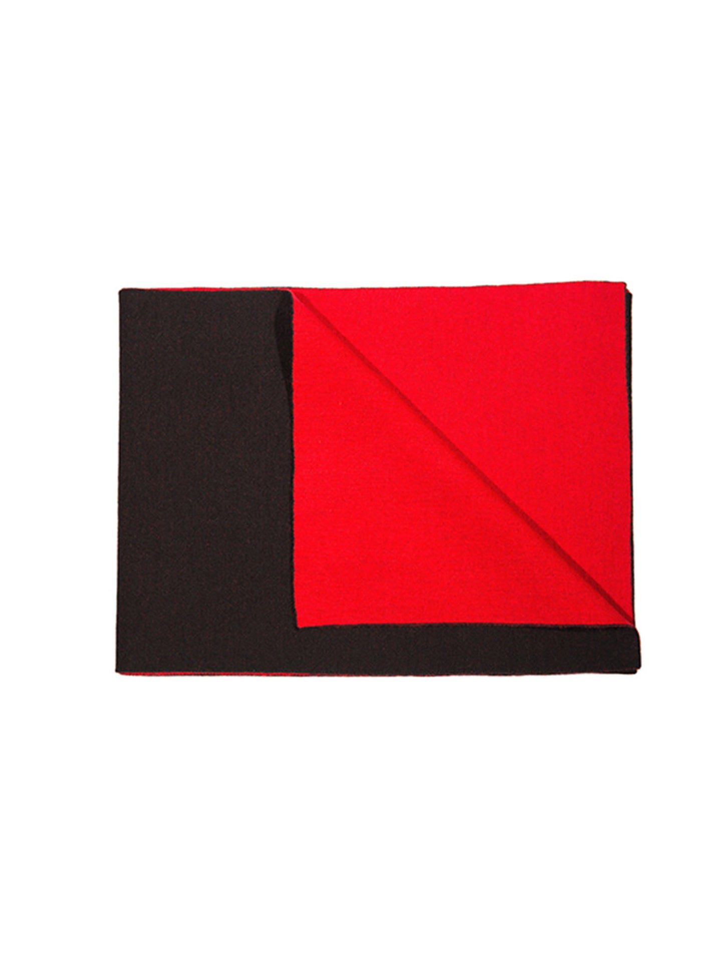 Isolated view of folded red and black Color-Blocked Scarf from AETHER Apparel.