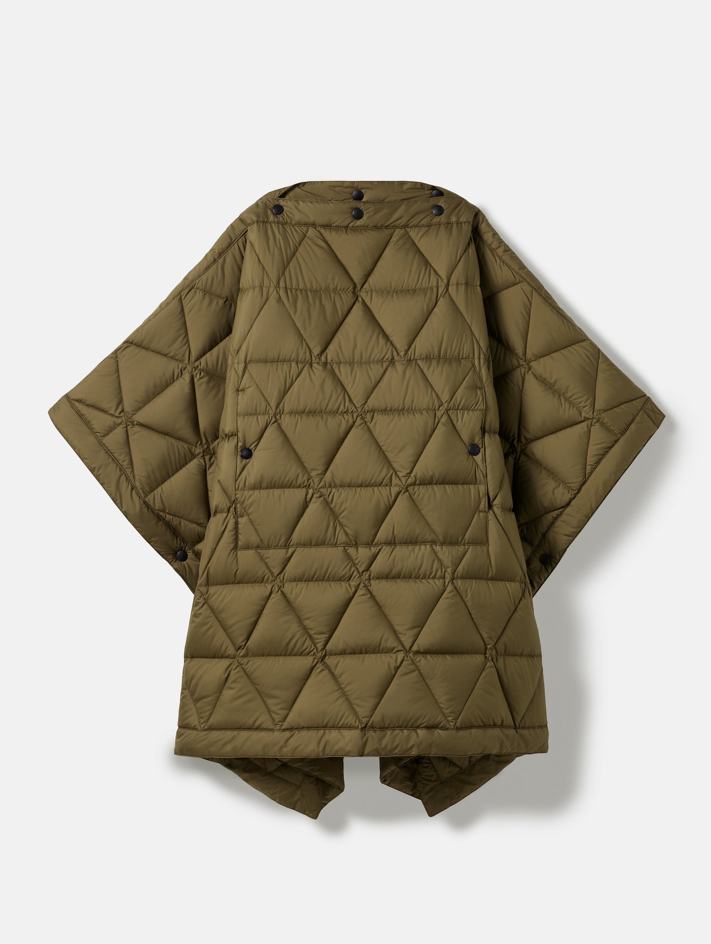 Flay lay image of Down Poncho in Command Green from AETHER Apparel.