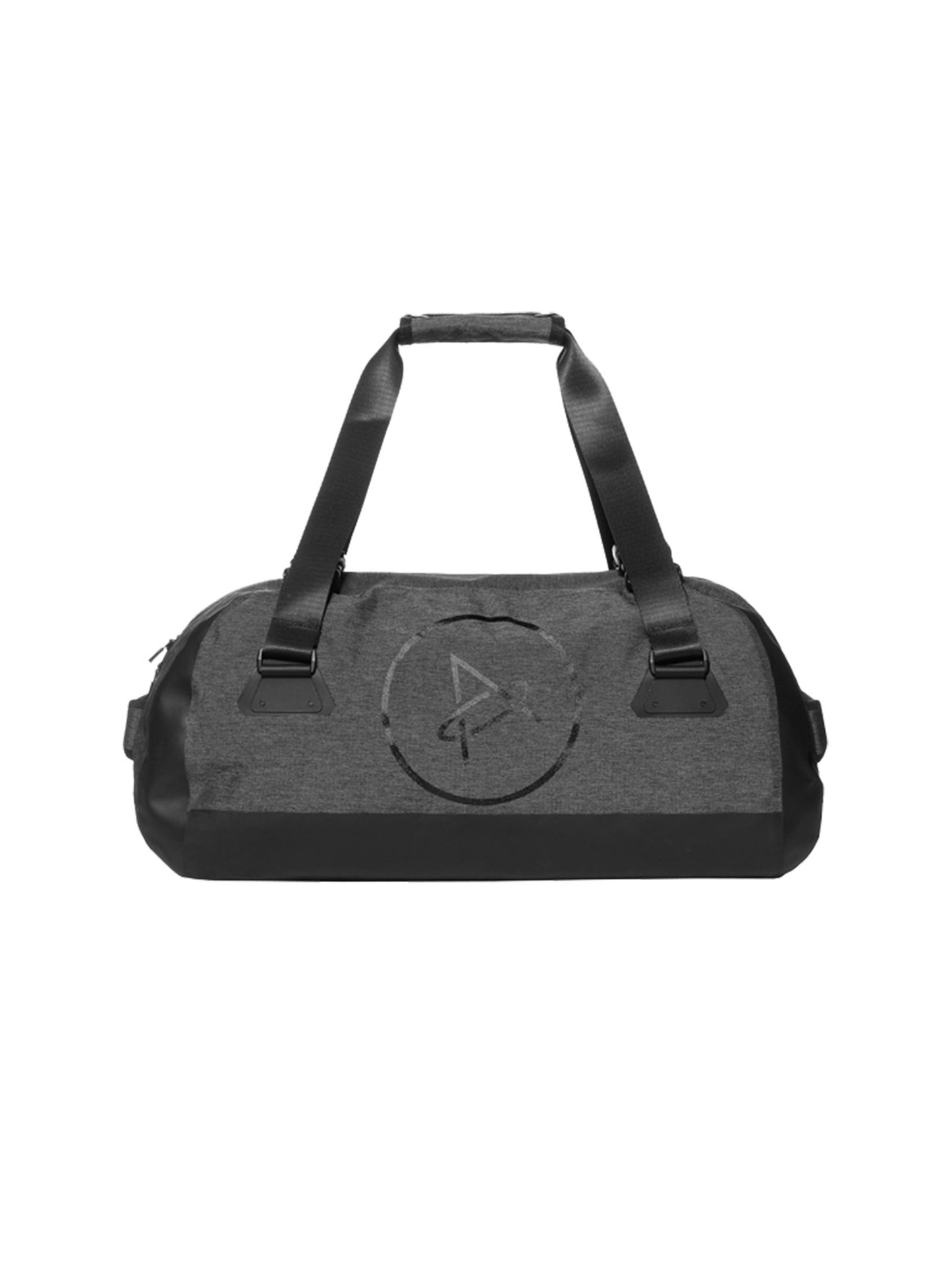 Flat lay view of Welded Duffle Small in Charcoal Heather from AETHER Apparel.