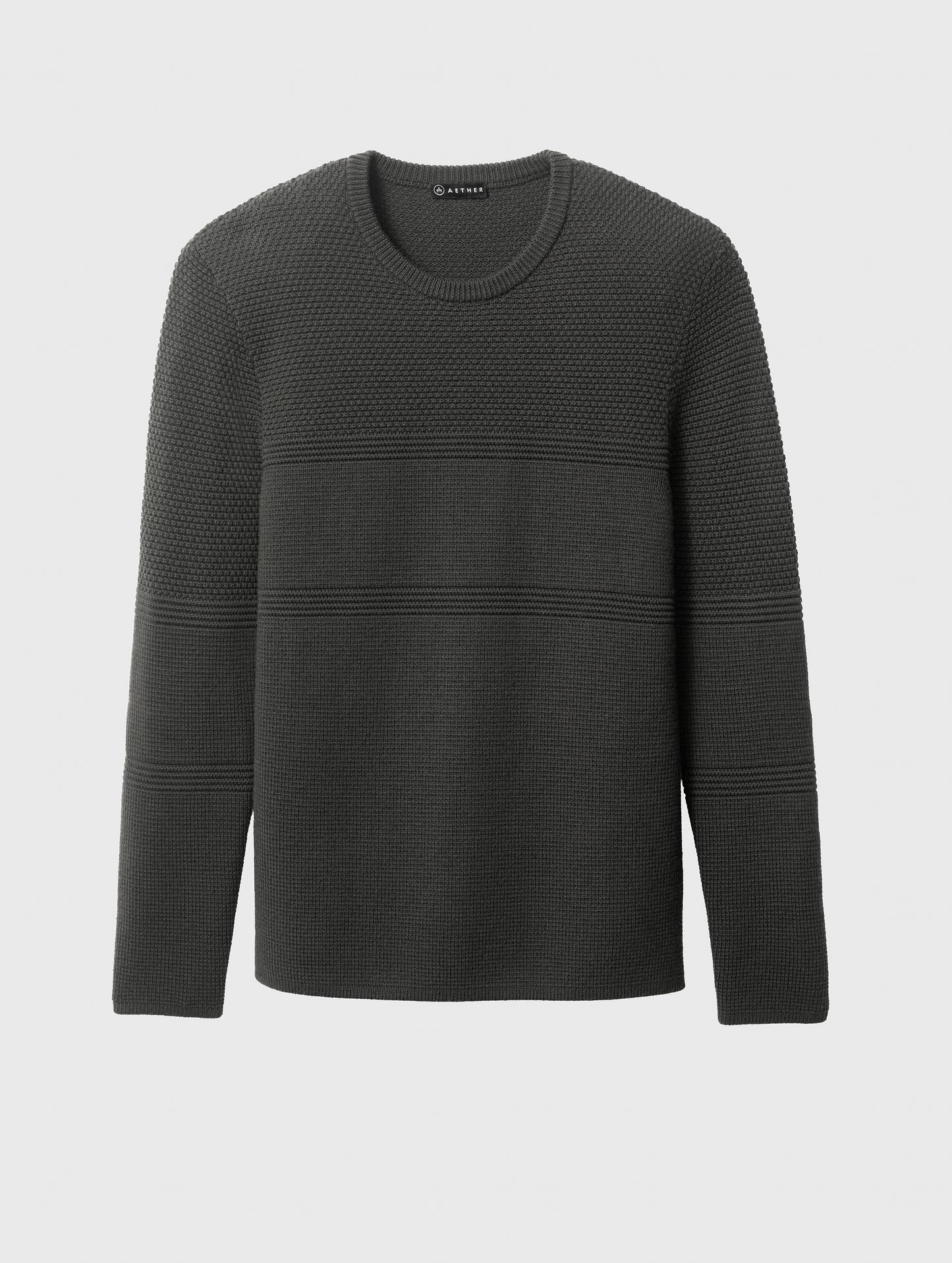 Flat lay of Cooper Sweater in Dark Charcoal Heather from AETHER Apparel.