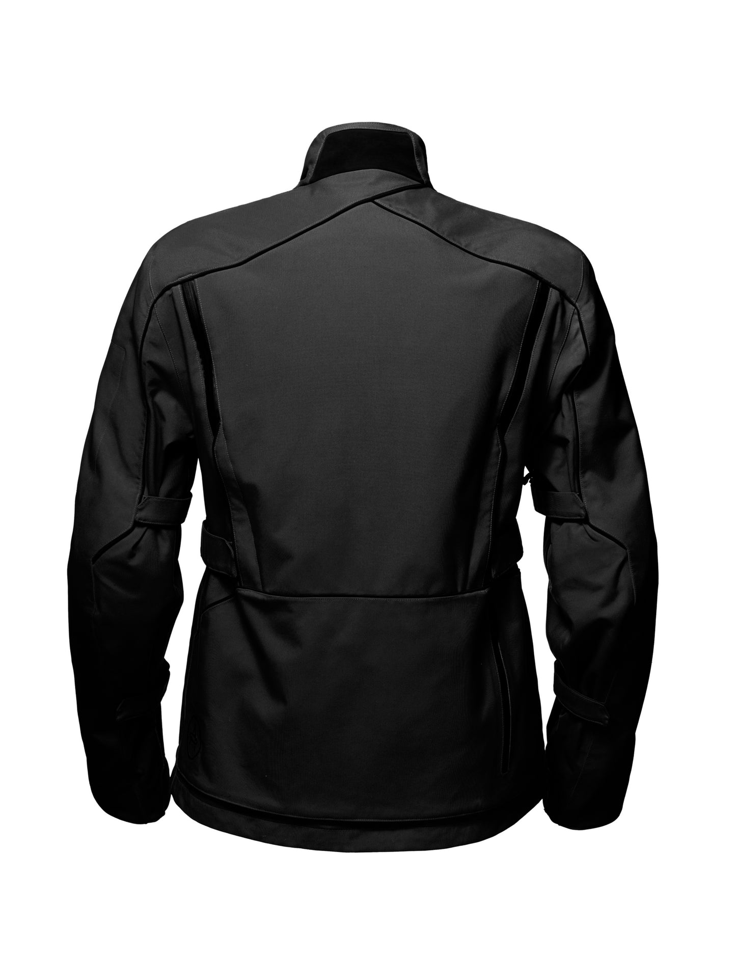 Back isolated view of men's black Expedition Motorcycle Jacket from AETHER Apparel.