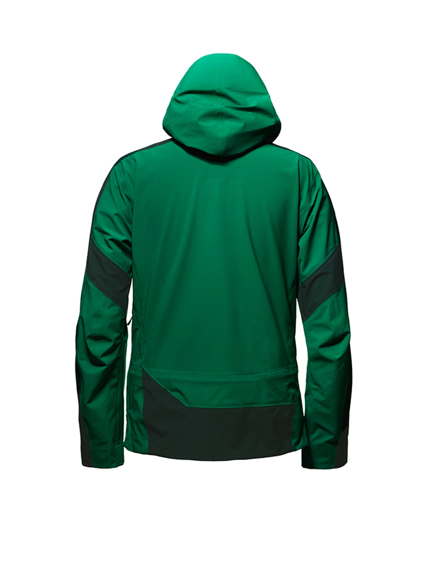 Isolated view of back of men's green Fusion Shell from AETHER Apparel.
