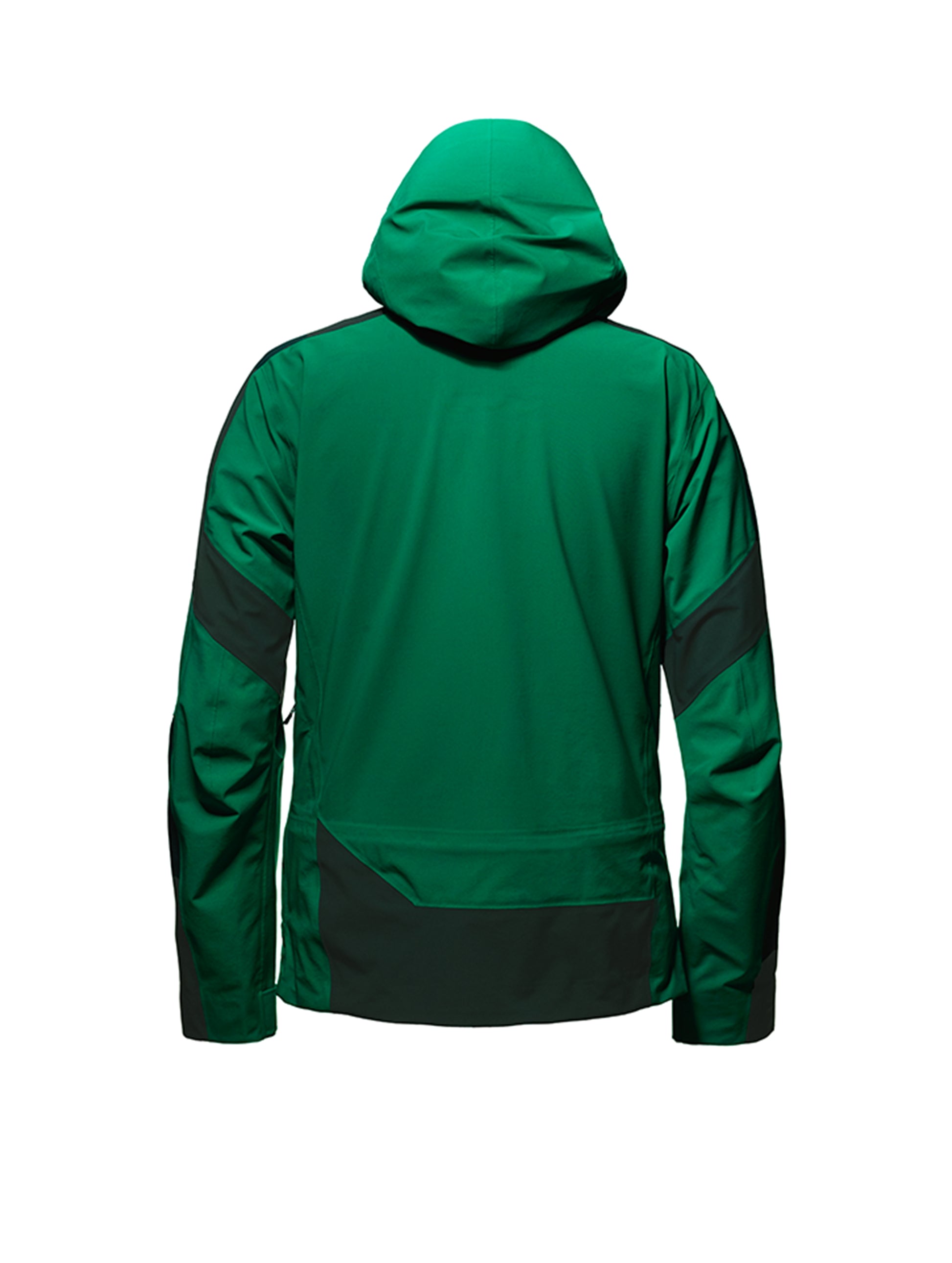 Isolated view of back of men's green Fusion Shell from AETHER Apparel.