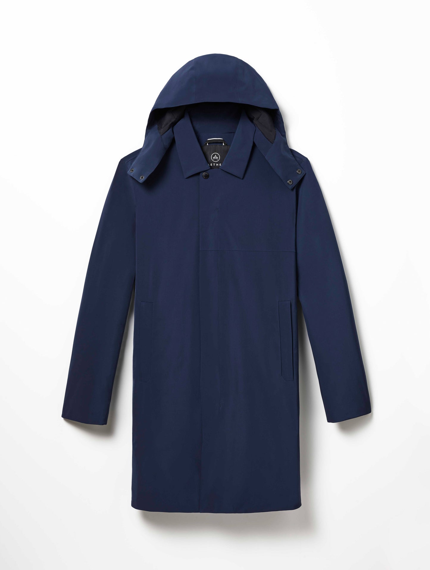 Flat lay of men's Isaac Jacket in Nordic Navy from AETHER Apparel.