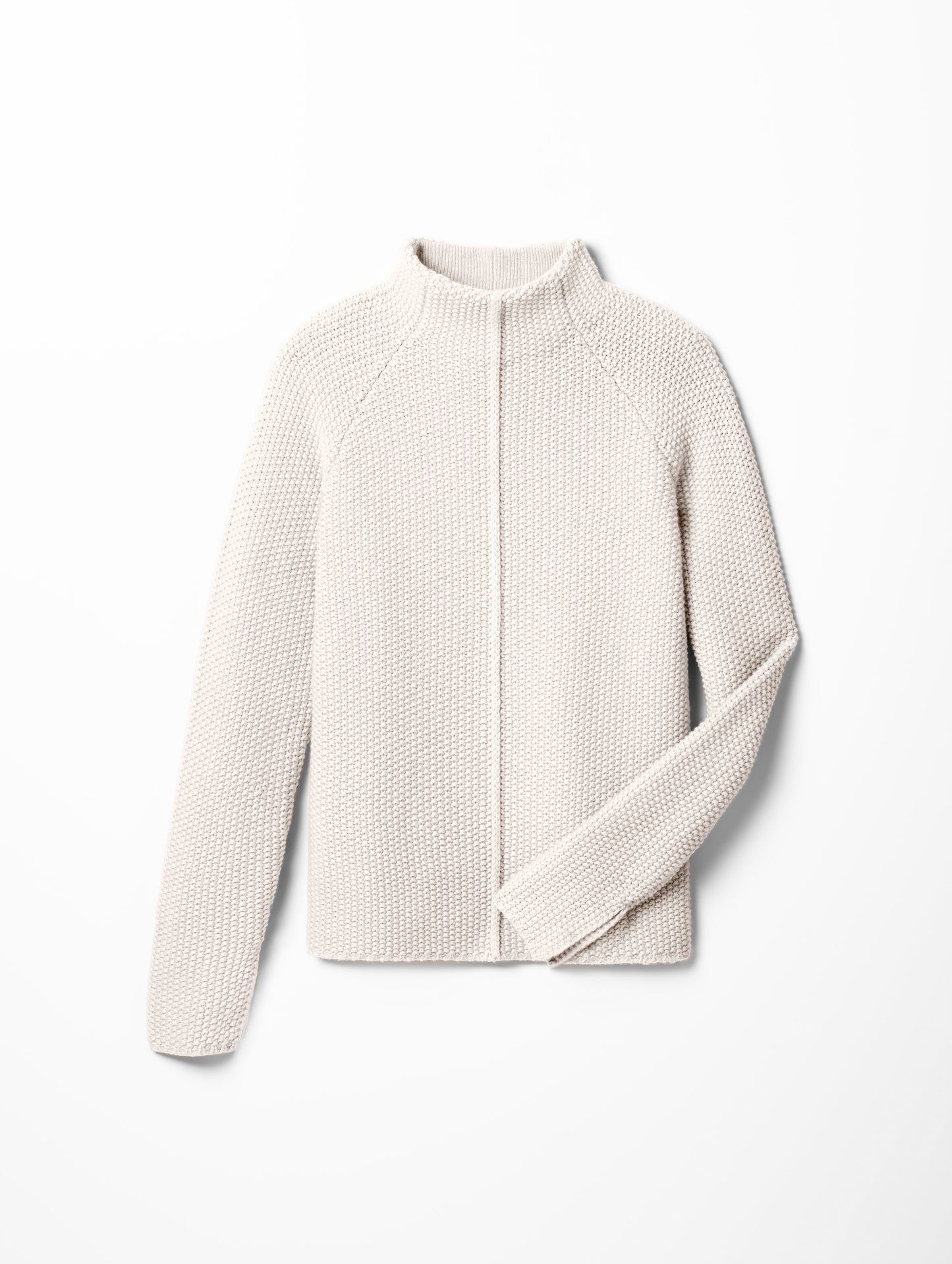 Flat lay of women's Luxe Seamed Sweater in Winter White from AETHER Apparel.