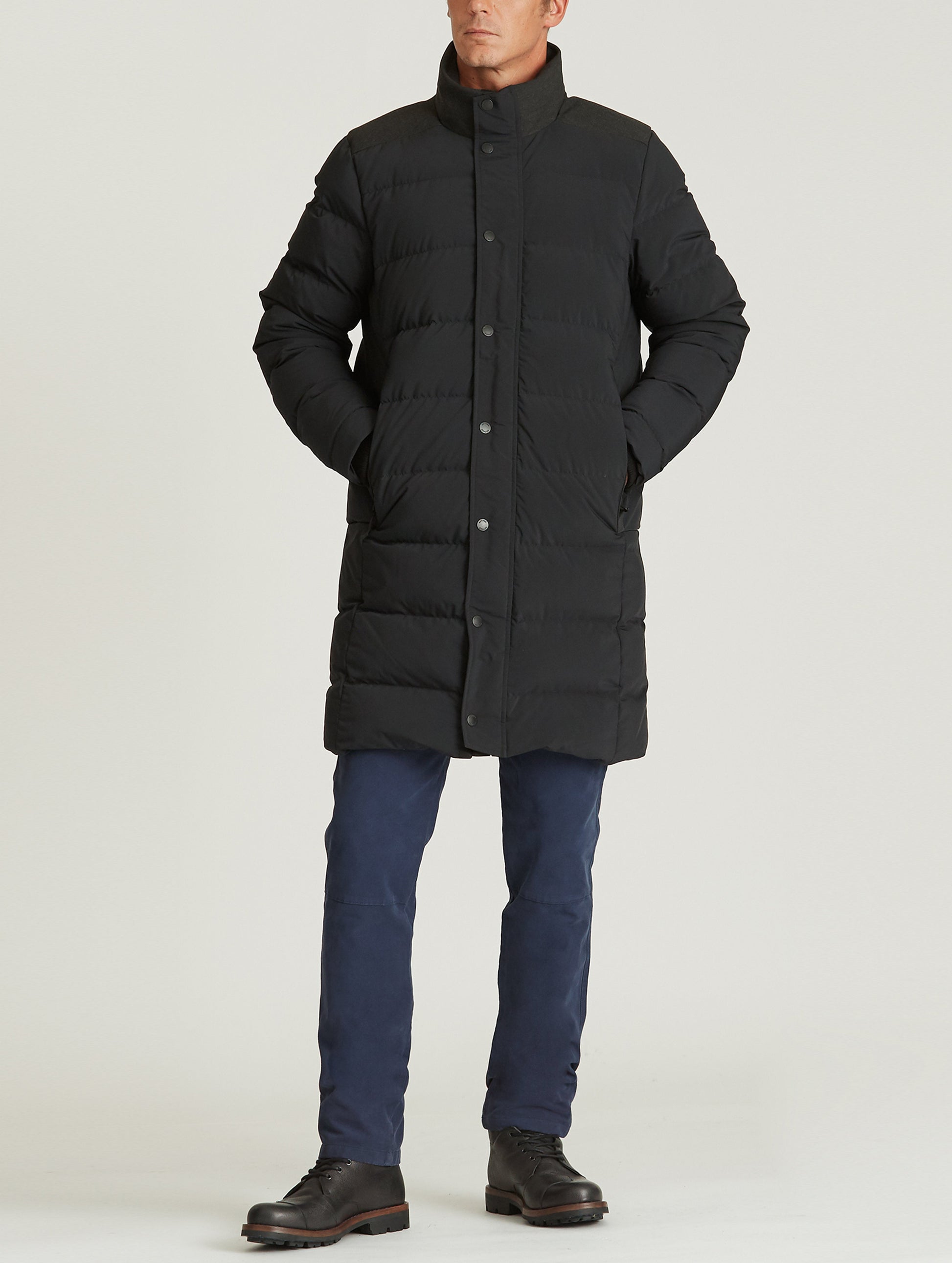 man wearing black parka
