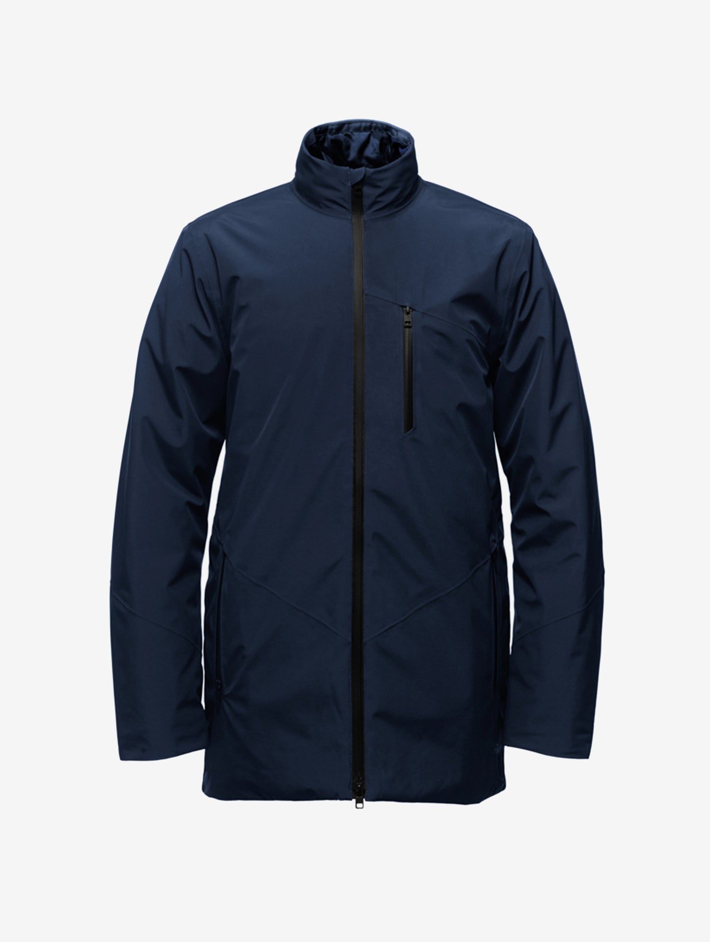 Isolated view of men's blue Tundra Jacket from AETHER Apparel.