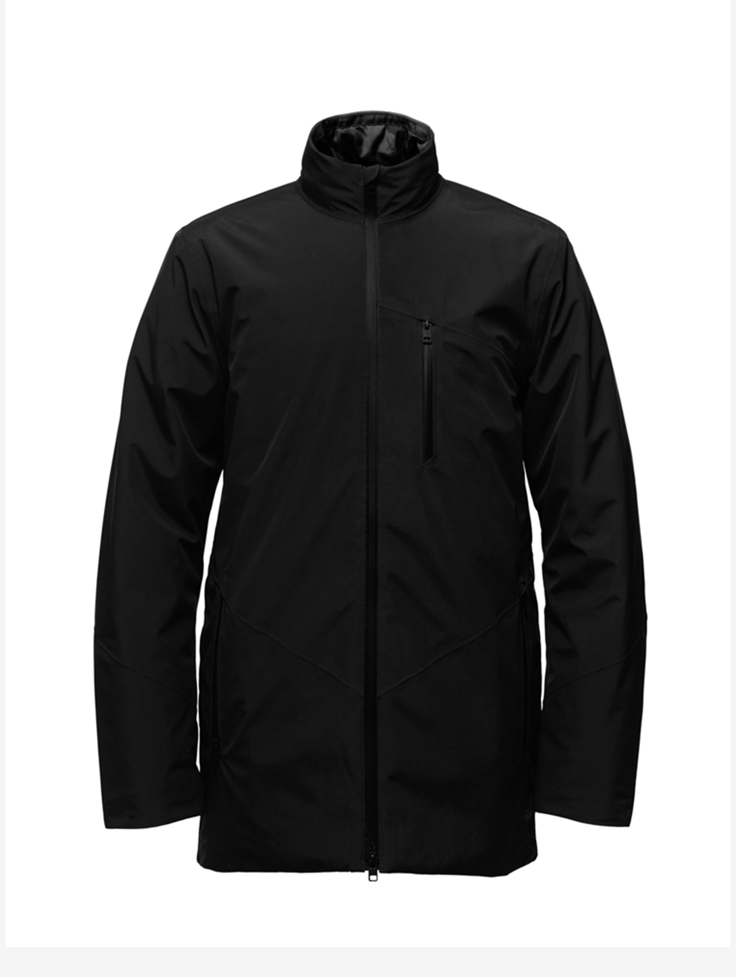 Isolated view of men's black Tundra Jacket from ATHER Apparel.