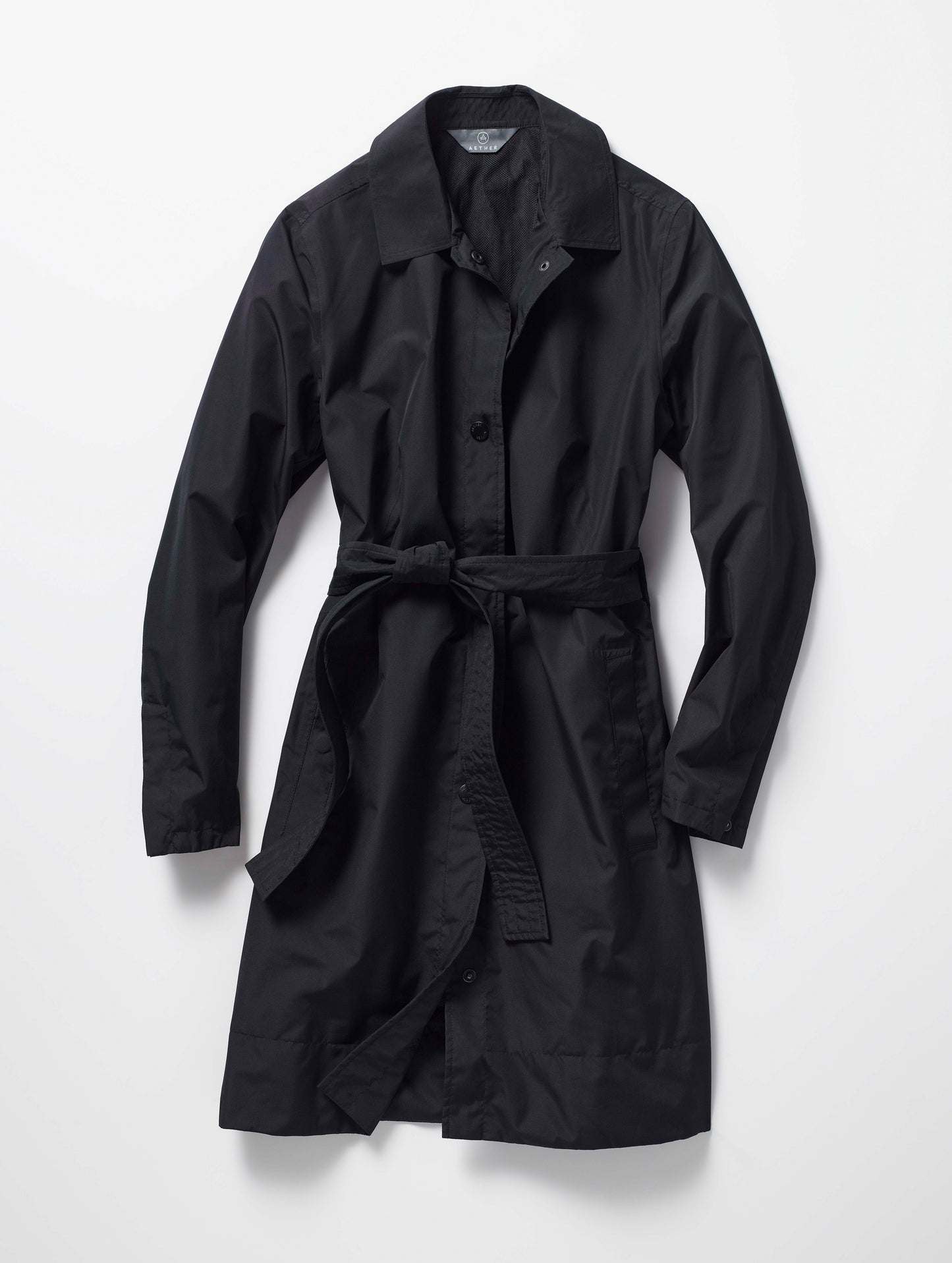 black raincoat for women from Aether Apparel