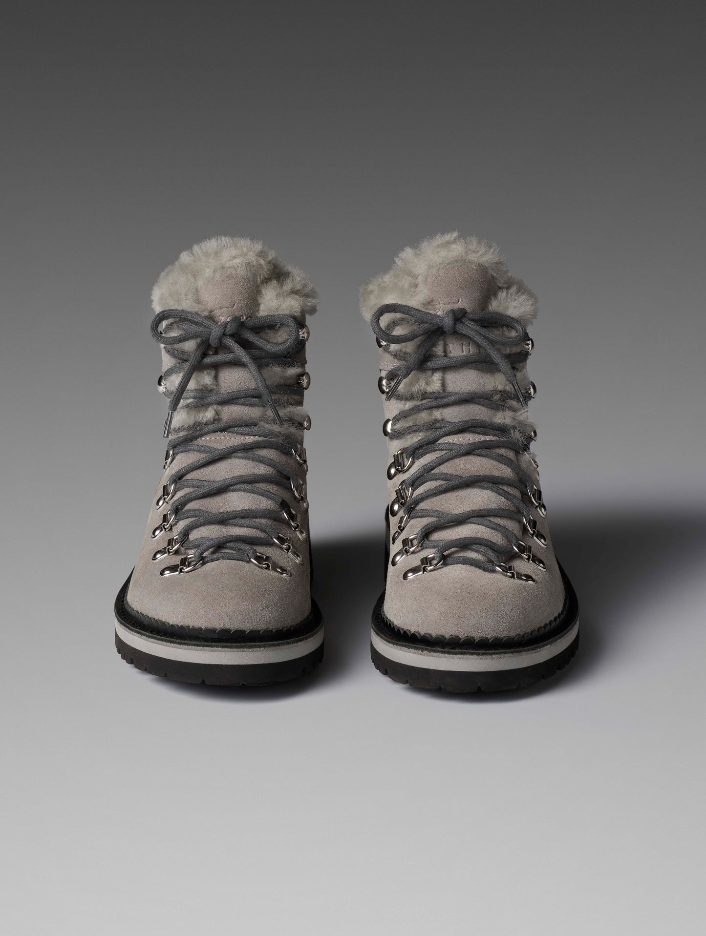 Front view of women's Dolomite Boot with Shearling in Light Grey from AETHER Apparel.