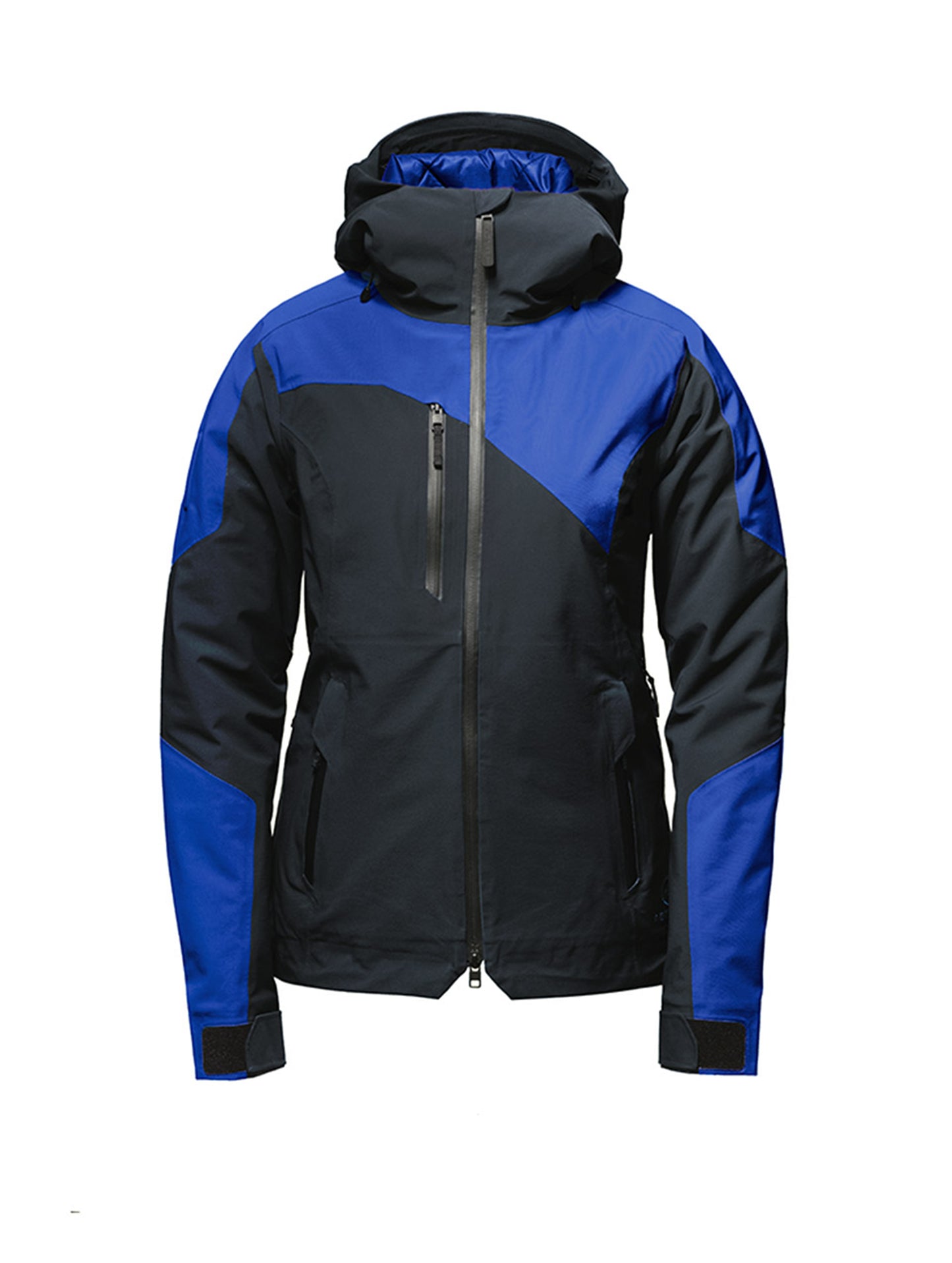 Isolated view of women's blue Fusion Jacket from AETHER Apparel.