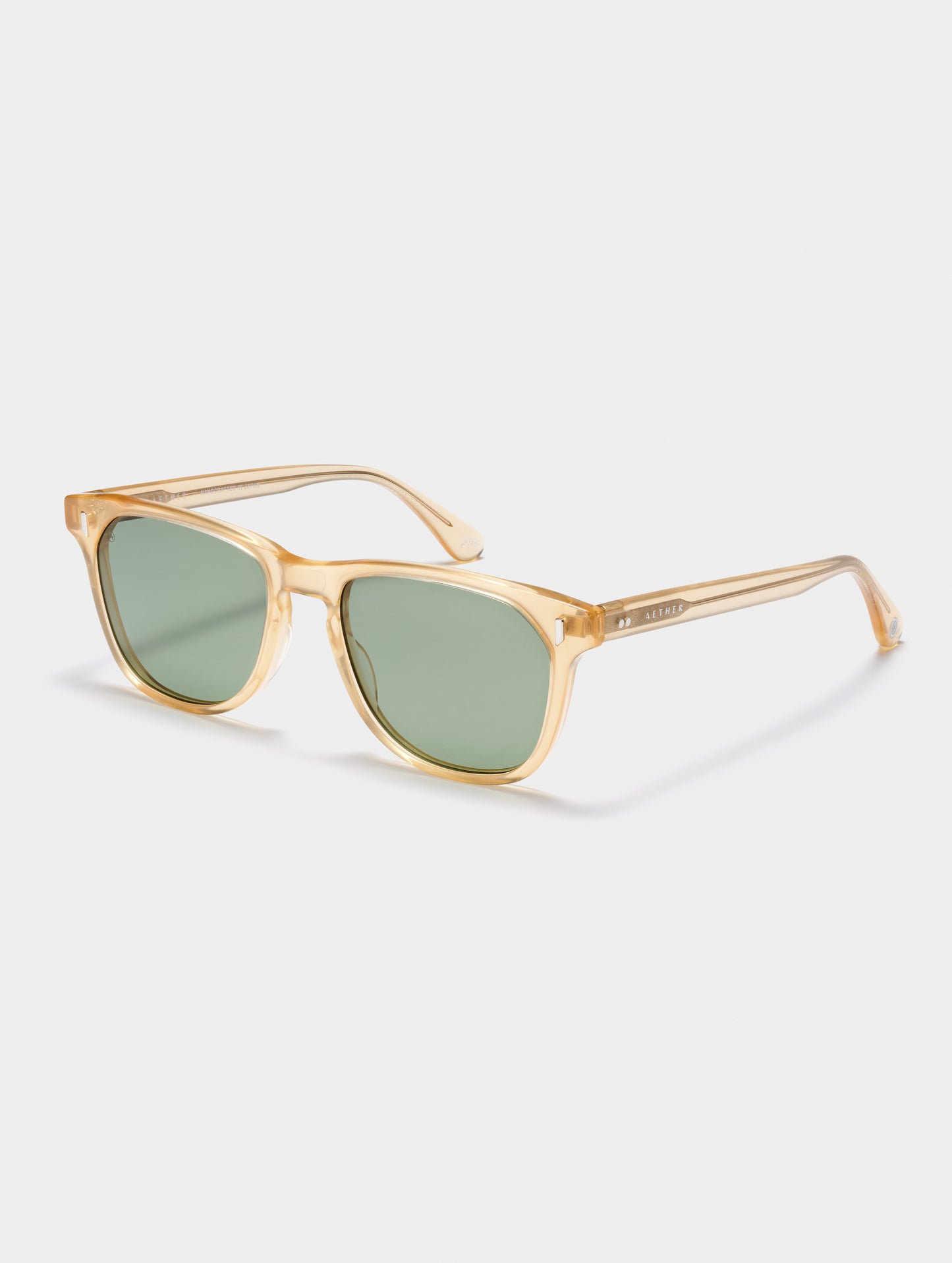 Front 3/4 view of Yosemite Sunglass in Honey with G15 Lens from AETHER Apparel.