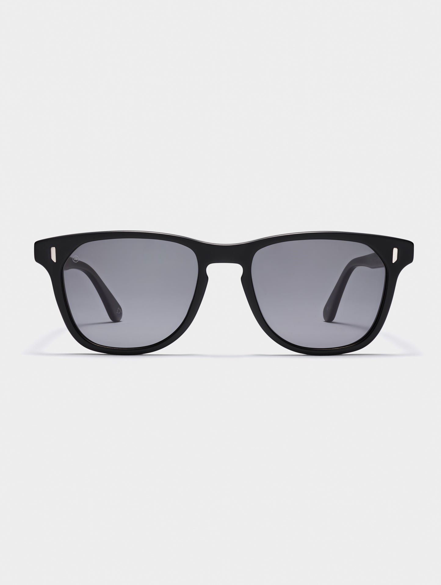 Front view of Yosemite Sunglass in Matte Black with Grey Lens from AETHER Apparel.