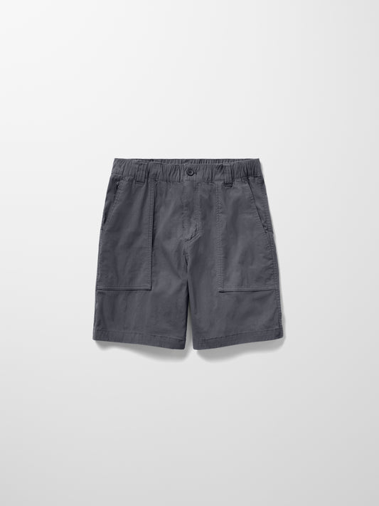 Flat lay image of the Zermatt Hiking Short in Graphite from AETHER Apparel.