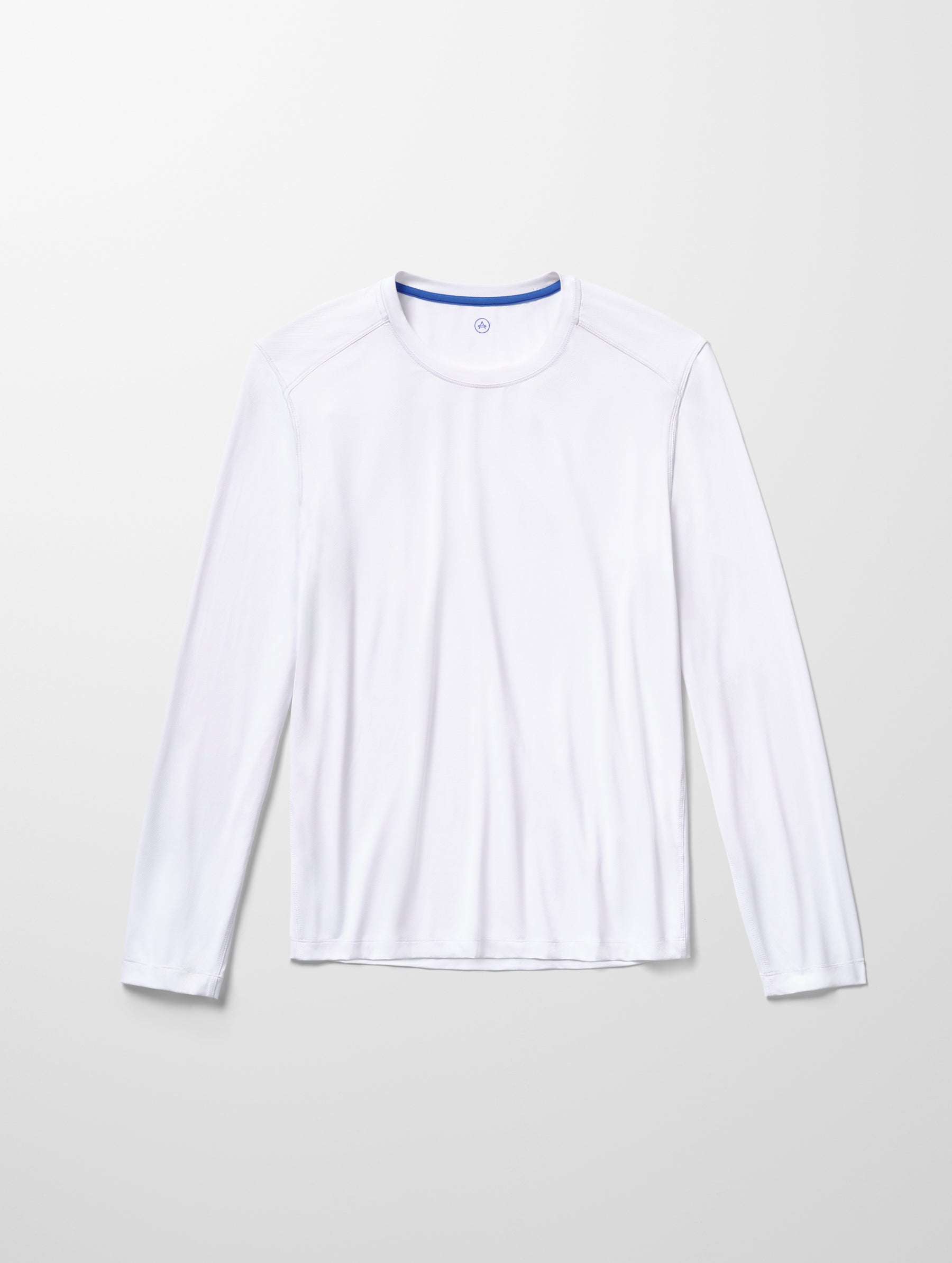 Flat lay image of Adventure Performance Long-Sleeve Tee in White from AETHER Apparel.