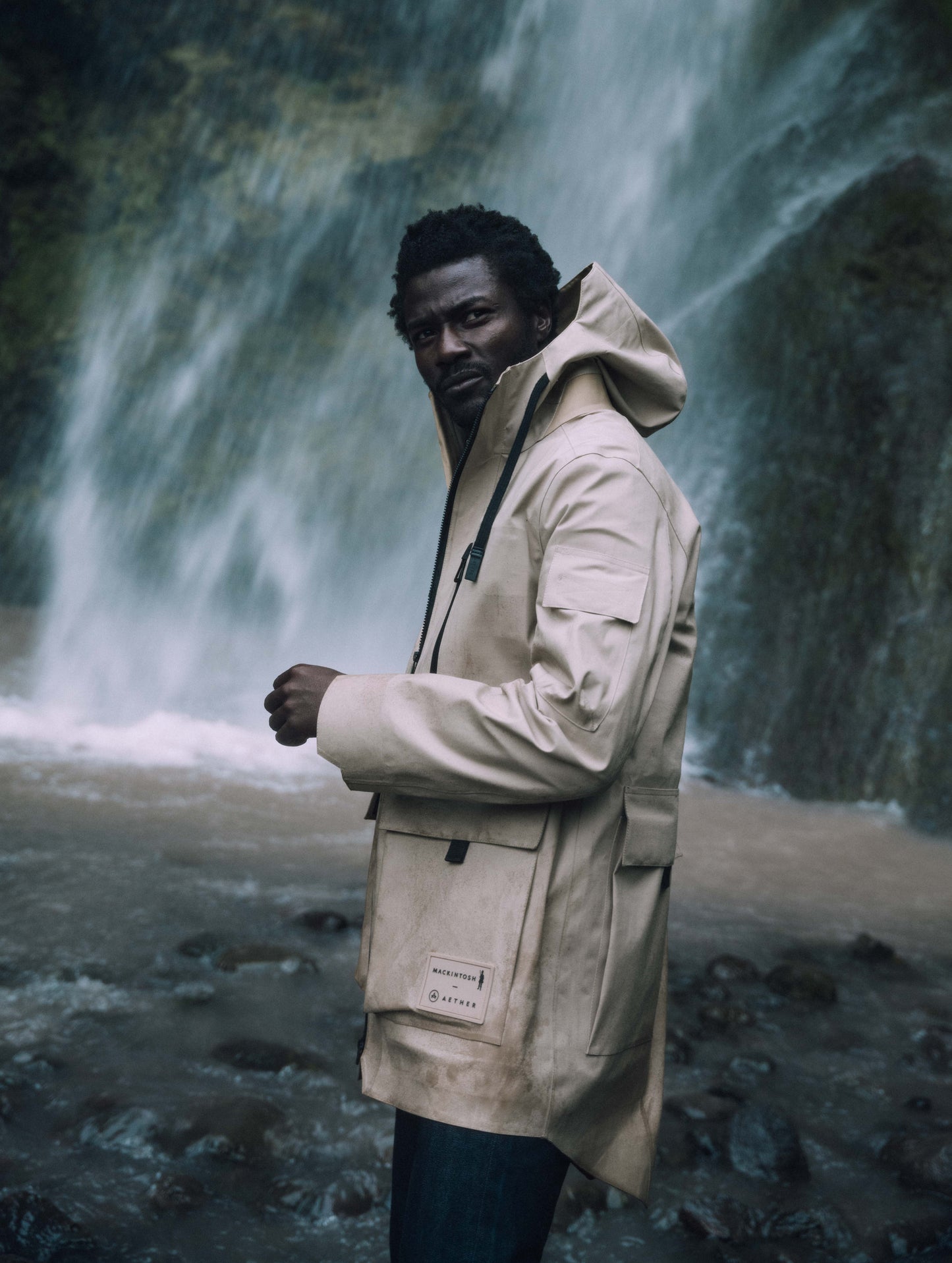 Man wearing beige parka from AETHER Apparel