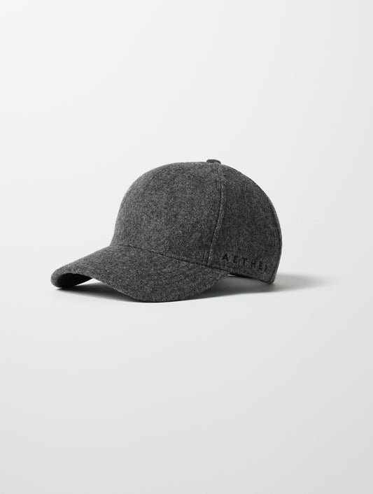 Front angled view of AETHER Wool Hat in Charcoal Heather from AETHER Apparel.
