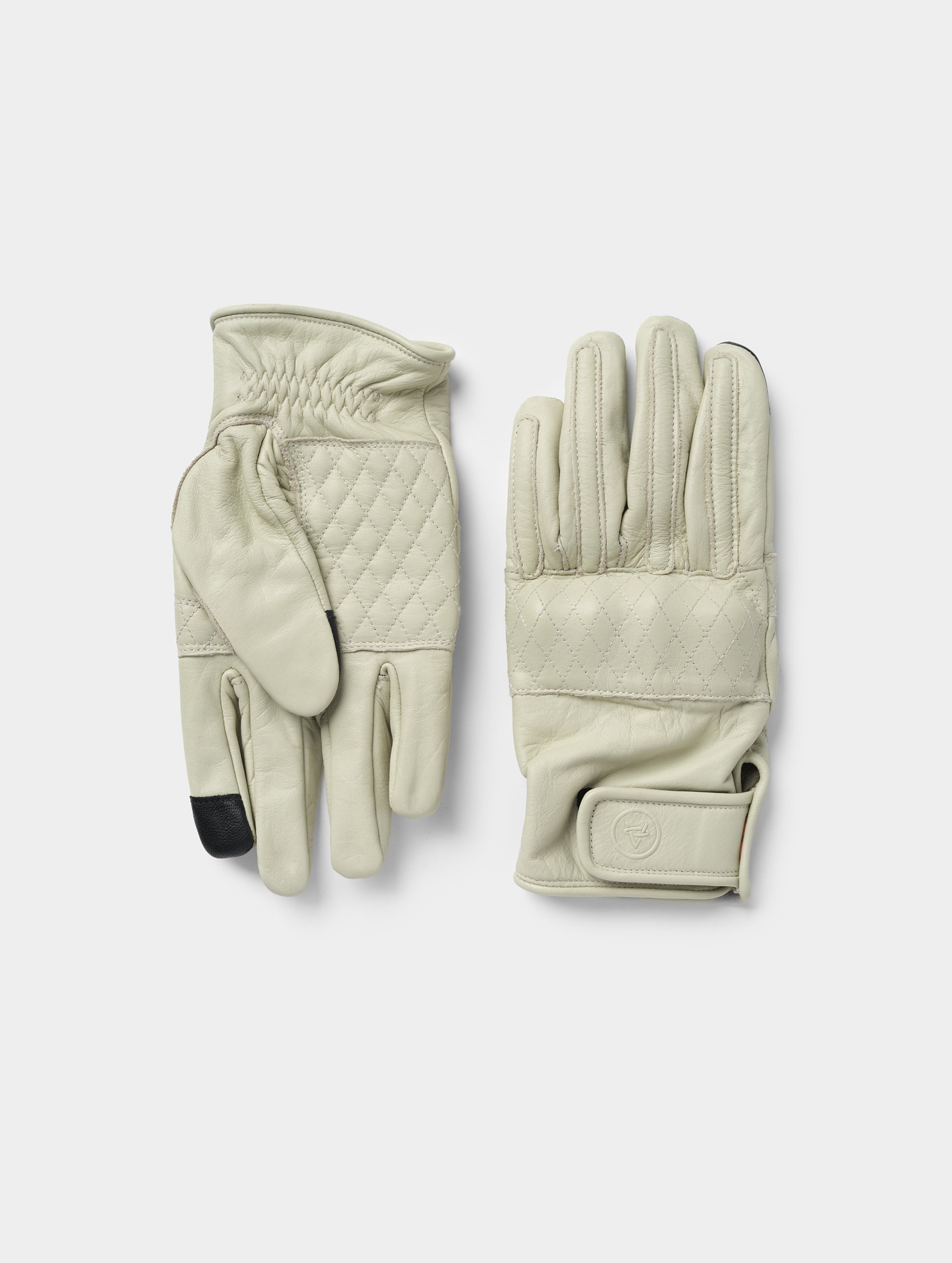 Flat lay view of the top and bottom of the Circuit Moto Glove in Basalt from AETHER Apparel. 