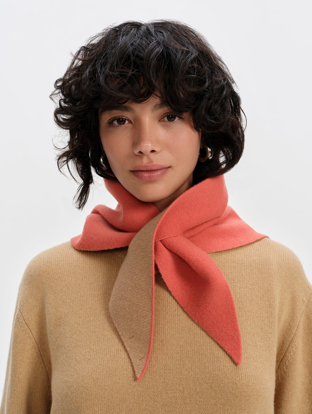 Karina Triangle Cashmere Scarf - Madeira Orange