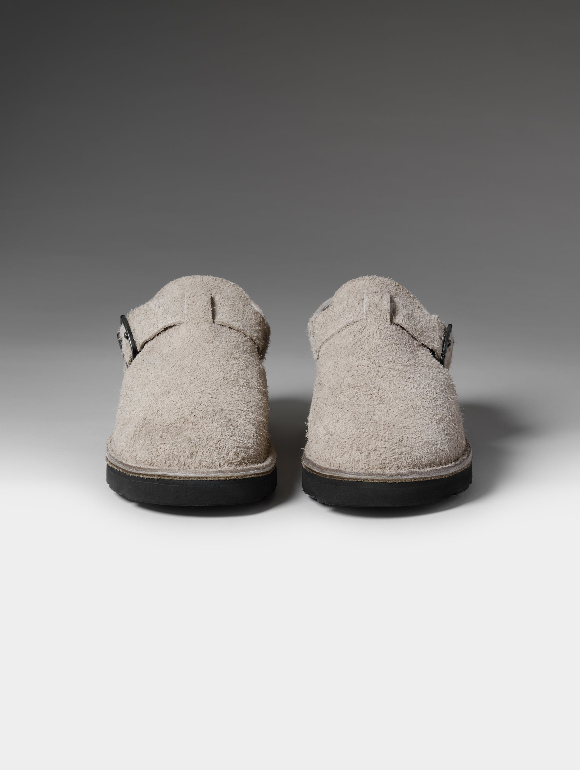 Front studio shot of the Sam Buckle Shoe in Cement from AETHER Apparel.