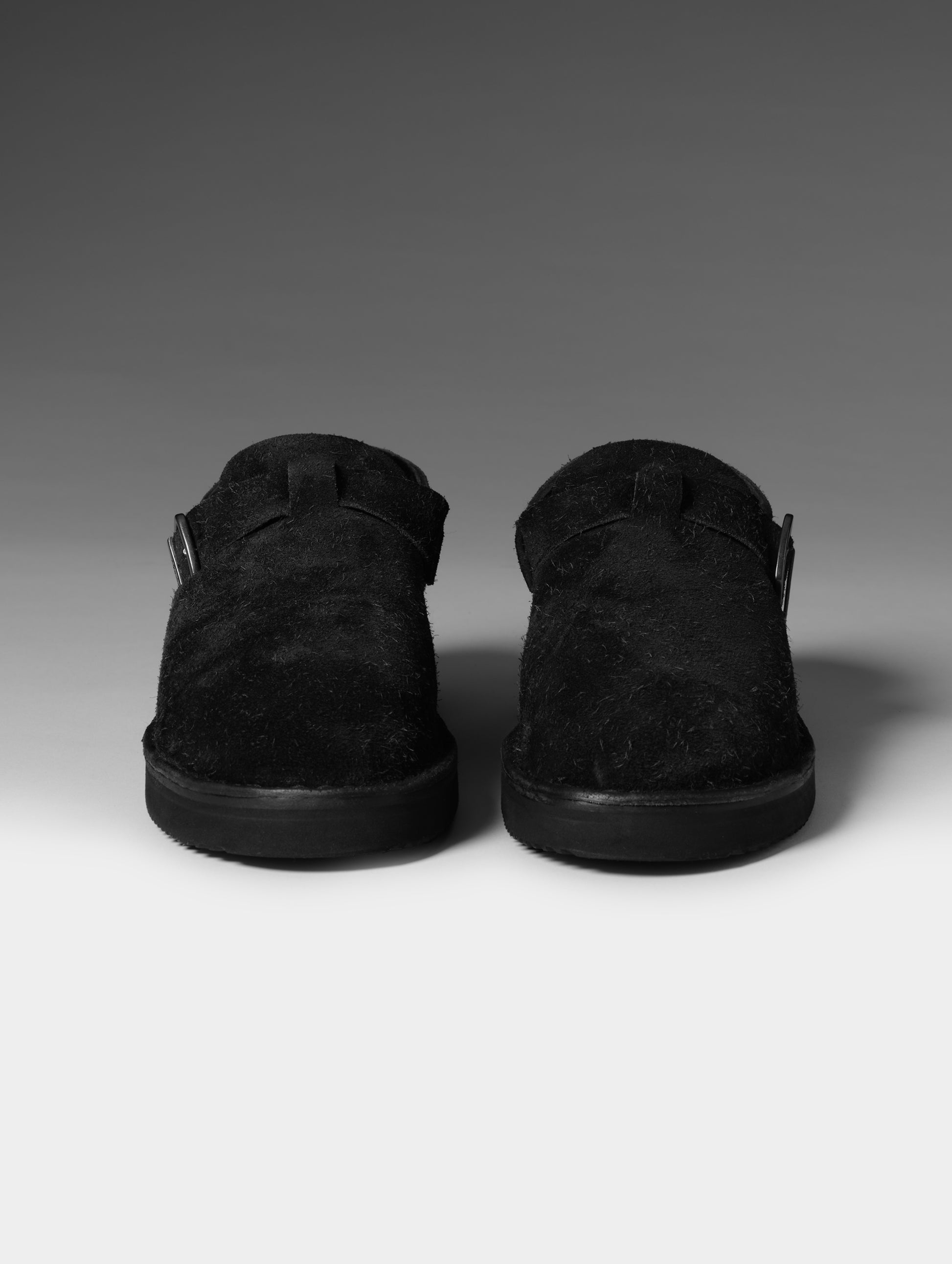 Front studio shot of the Sam Buckle Shoe in Onyx Black from AETHER Apparel.