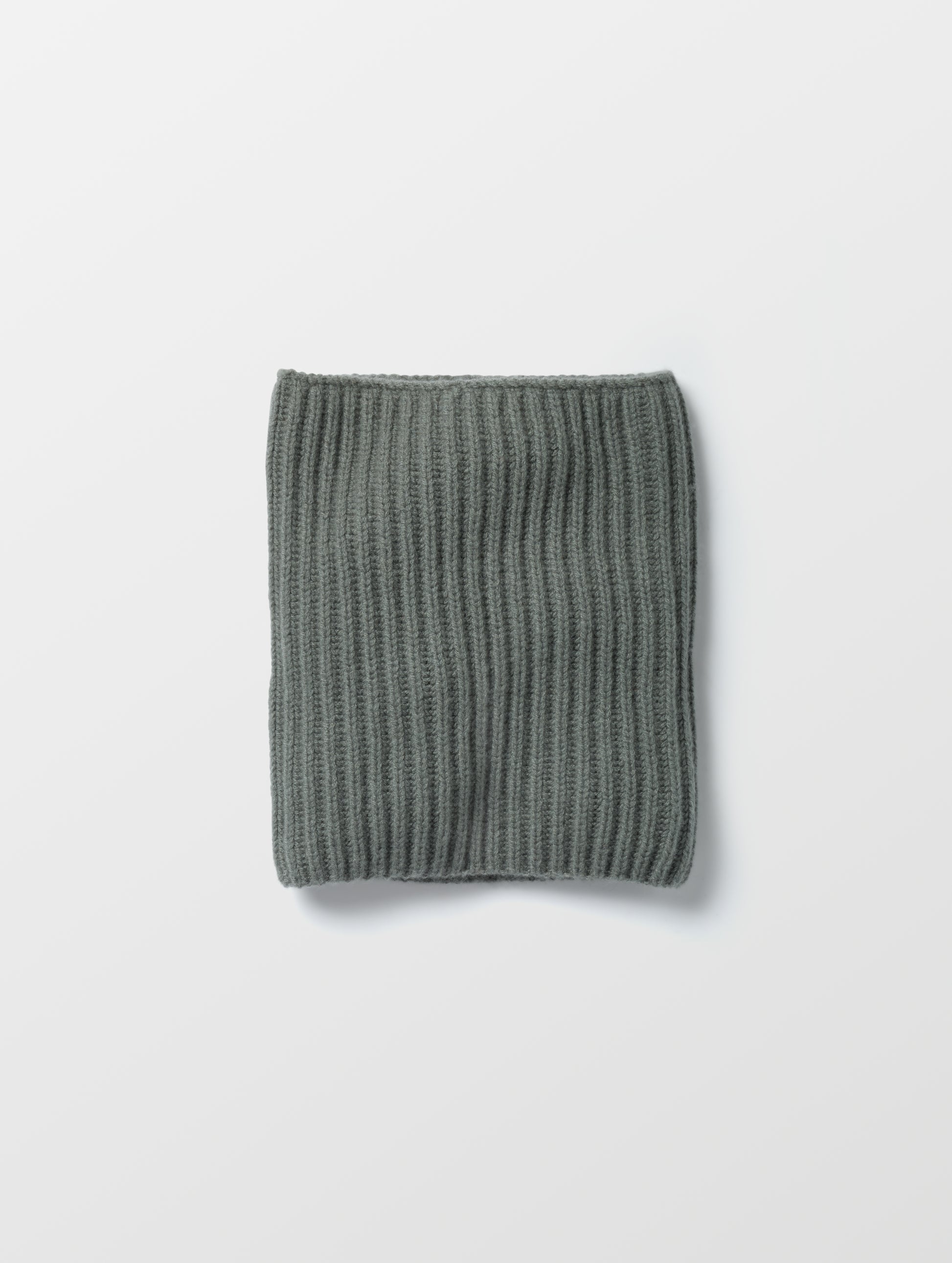 Flat lay of the Cashmere Neck Gaiter in Gunmetal from AETHER Apparel. 