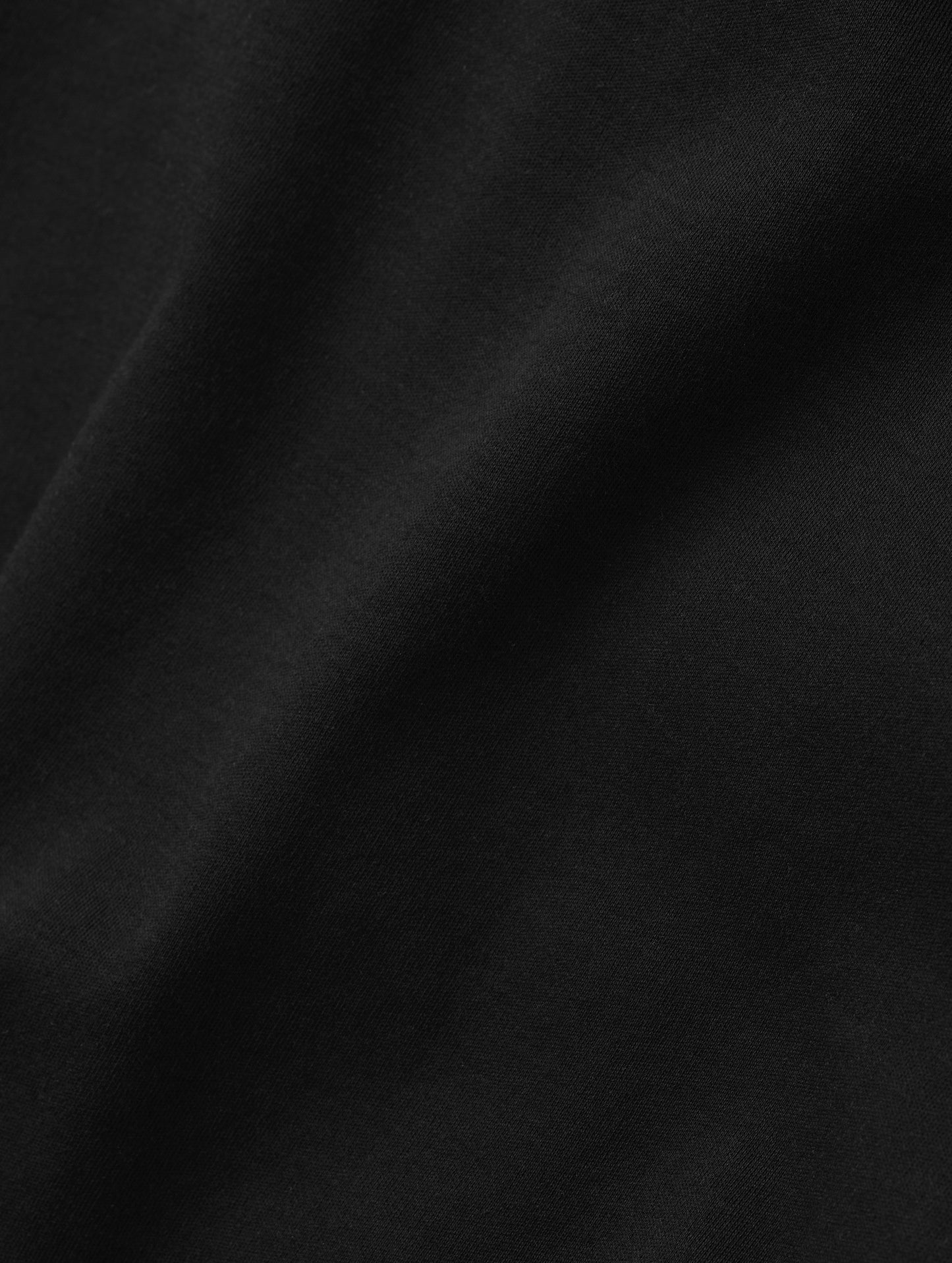 Closeup detailed view of the fabric of the Harlow Premium Tee in Onyx Black from AETHER Apparel.