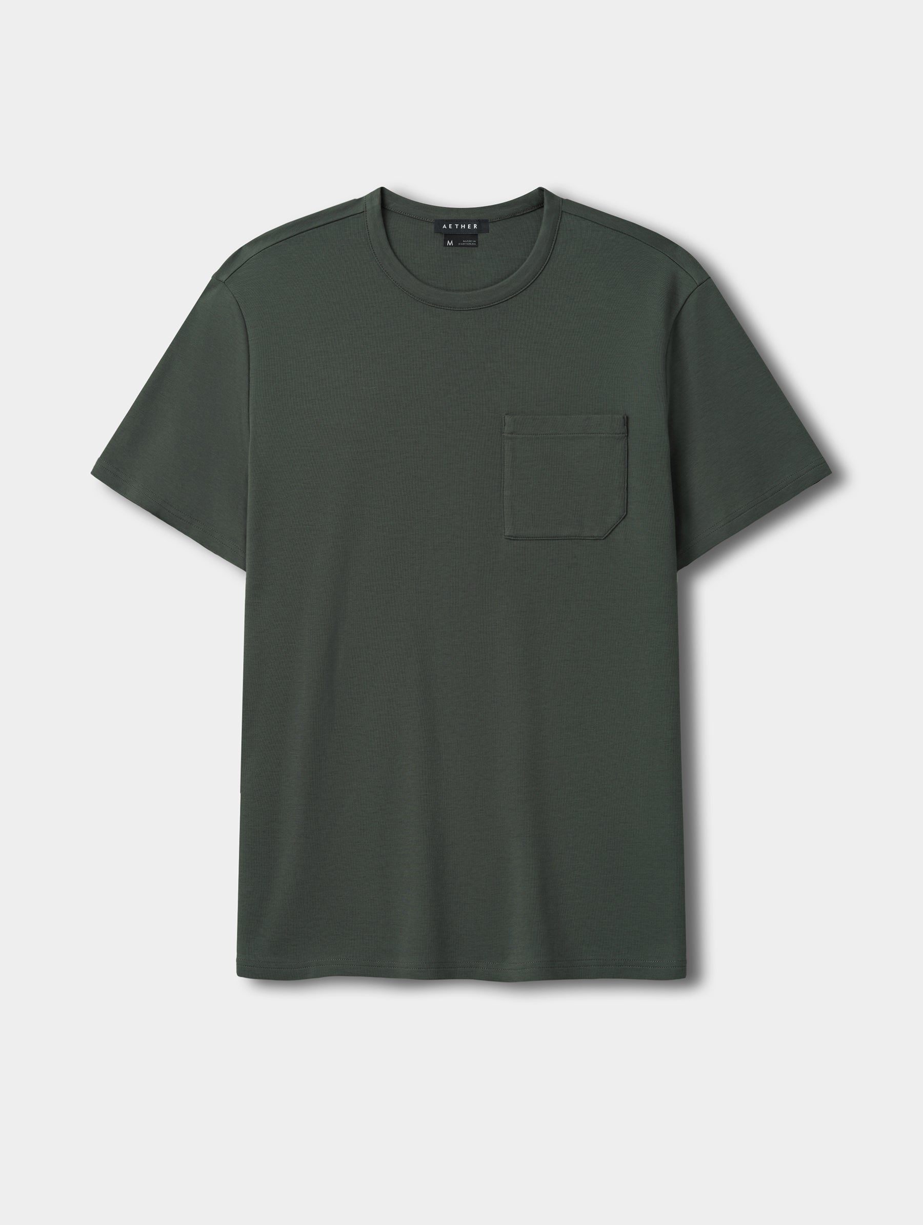 Flat lay view of Harlow Premium Tee in Saville Green from AETHER Apparel.