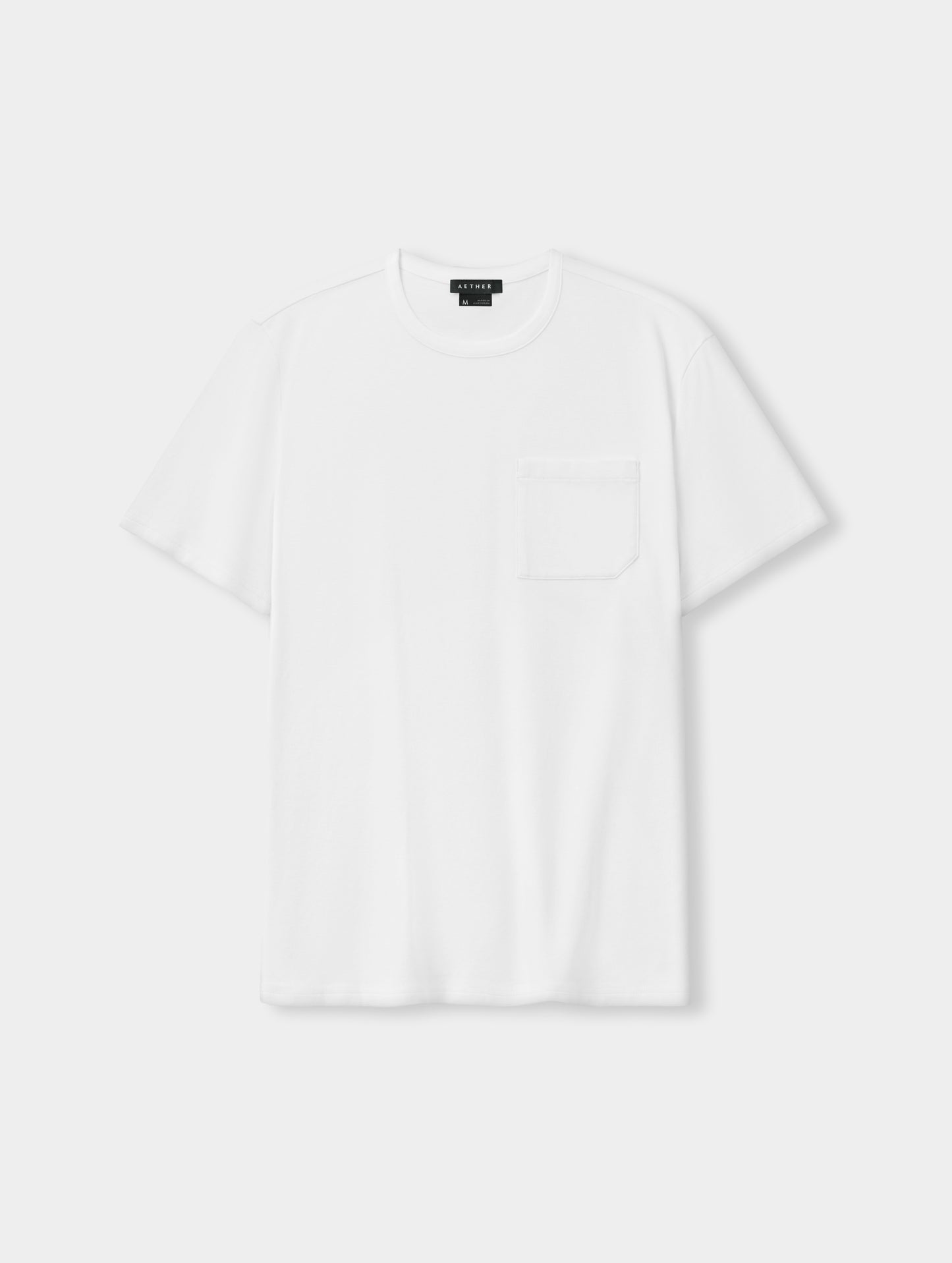 Flat lay view of Harlow Premium Tee in White from AETHER Apparel.