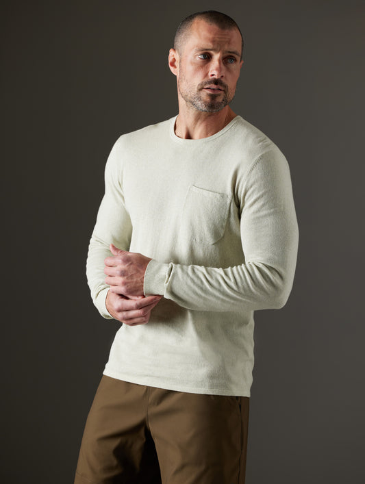 Man wearing light green sweater from AETHER Apparel